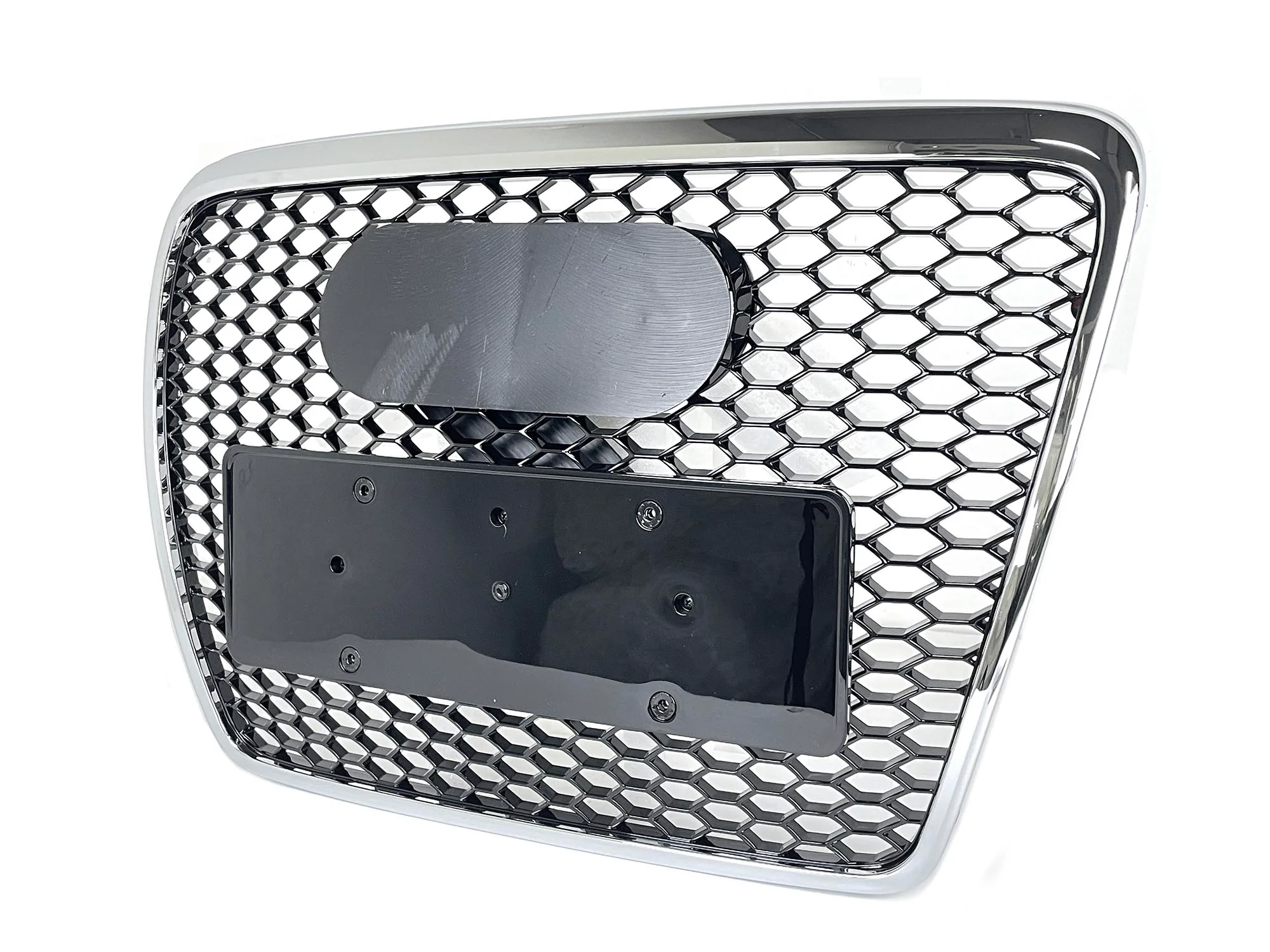 Honeycomb Front Grille w/ Chrome Frame For Audi A6 S6 C6 2005-2011 Grill RS6 Style - Image 5
