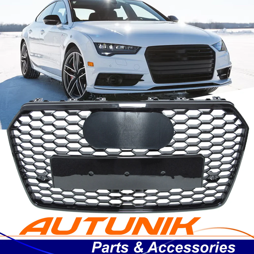 Fits 2016-2018 Audi A7 S7 4G Honeycomb Front Honeycomb Mesh Grill Grille RS7 Style