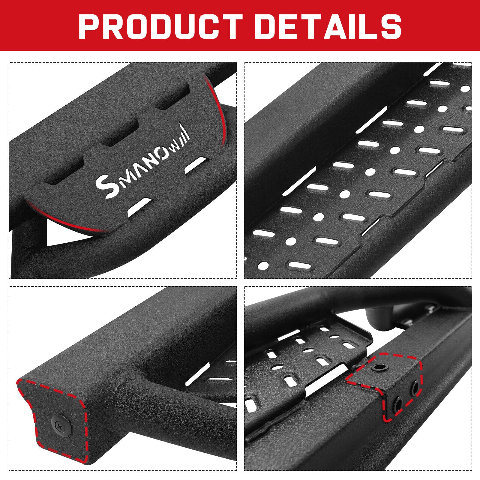 Running Boards FIT FOR 20-2026 Toyota Tundra CrewMax Nerf Bar Drop Down Step Black - Image 5
