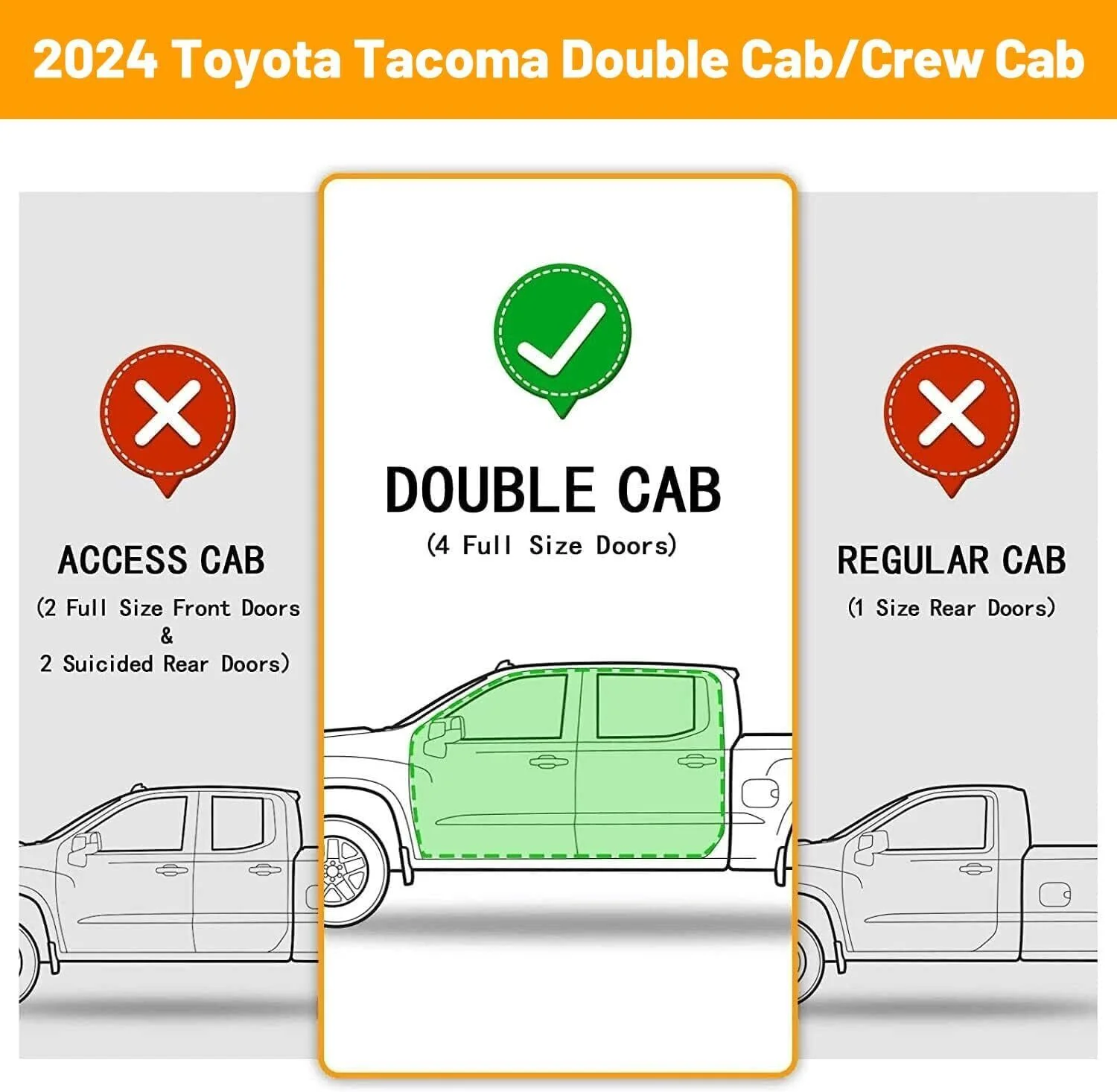 Running Boards for 2024 2025 2026 Toyota Tacoma Double Crew Cab Side Steps Nerf Bars - Image 2