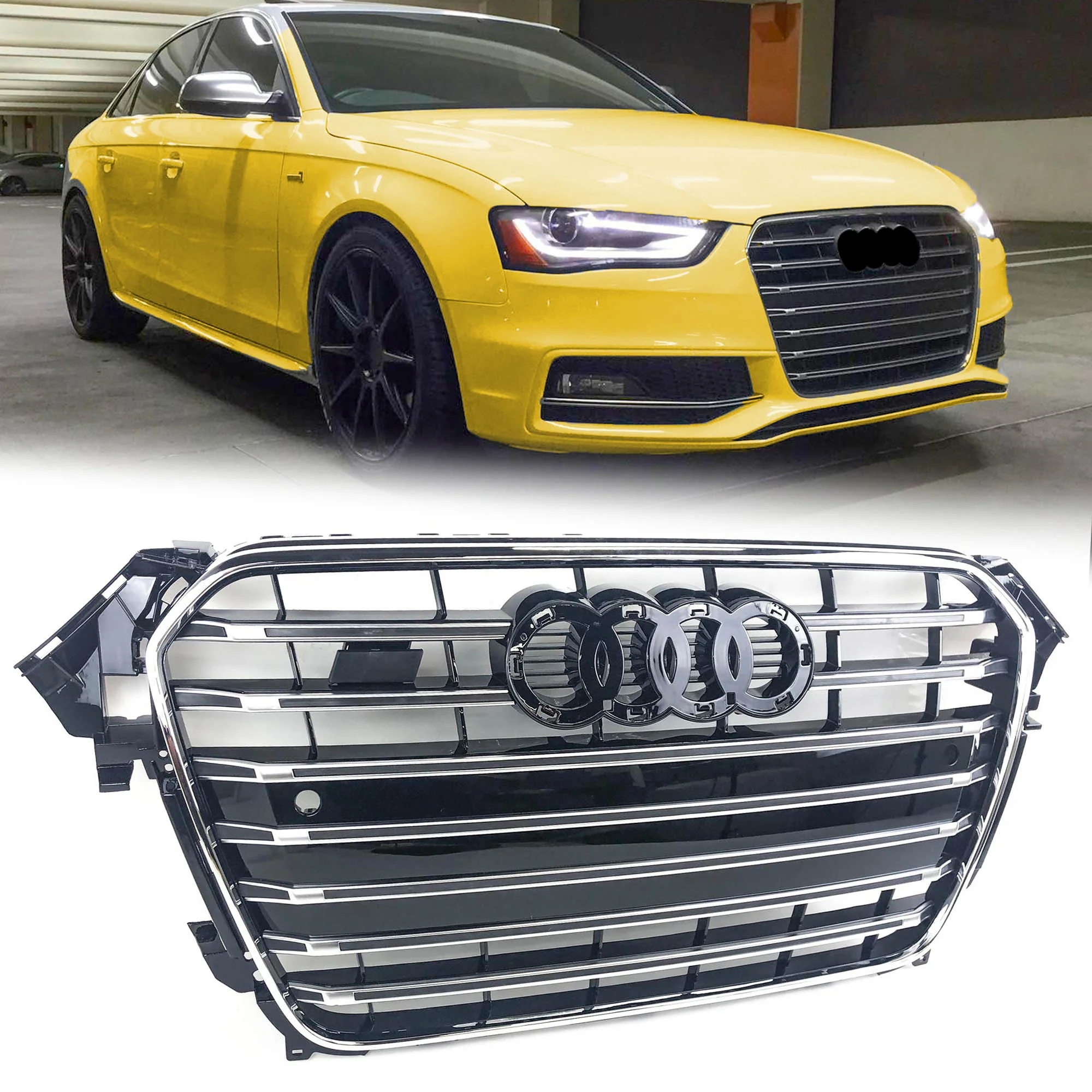 S4 Style Chrome Front Bumper Grille for Audi A4 S4 B8.5 2013-2016