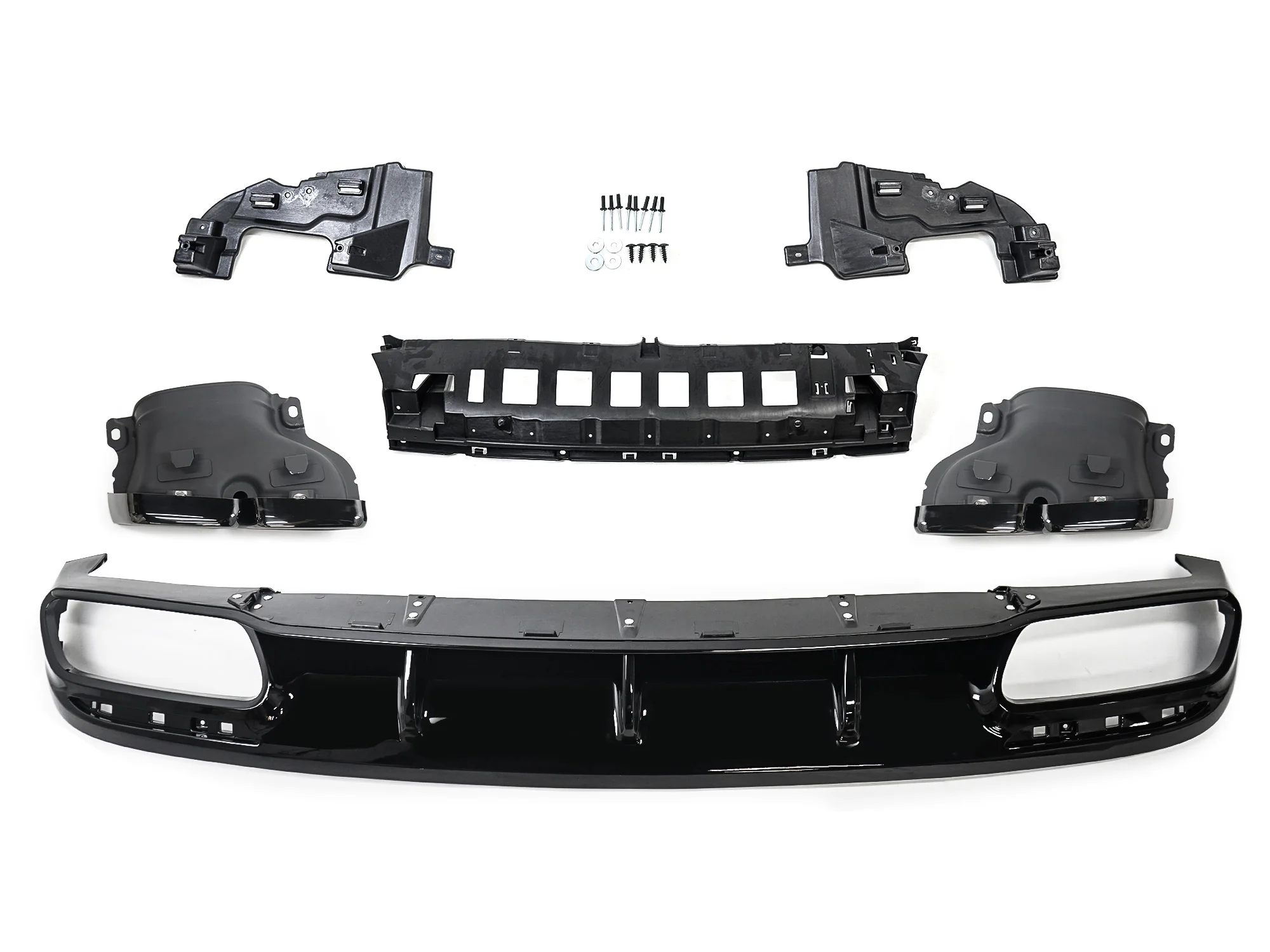 S63 Style Rear Diffuser W/ Black Tips Fits Benz C217 S560 Coupe AMG 2018-2020 LCI - Image 4