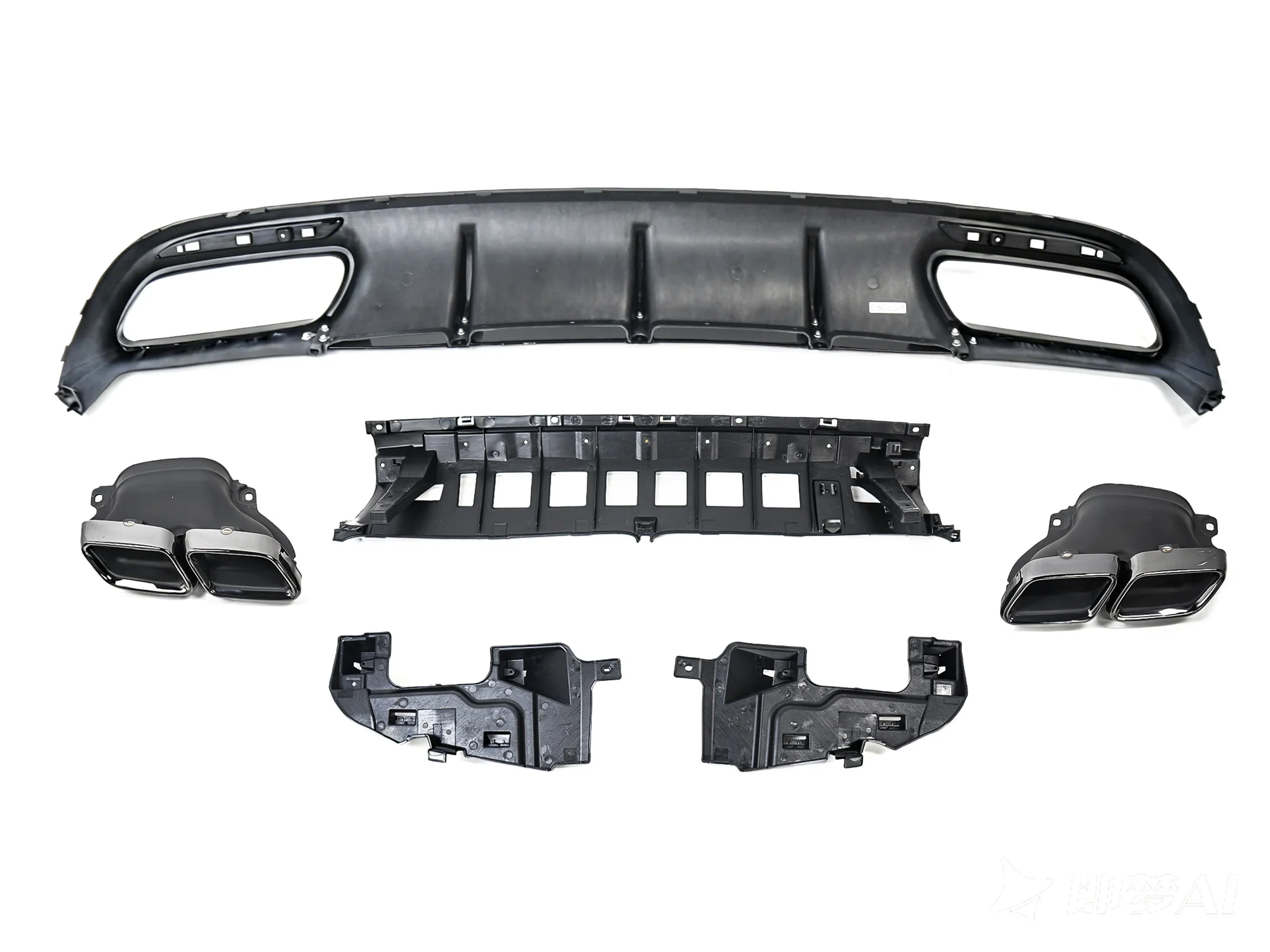 S63 Style Rear Diffuser W/ Black Tips Fits Benz C217 S560 Coupe AMG 2018-2020 LCI - Image 5