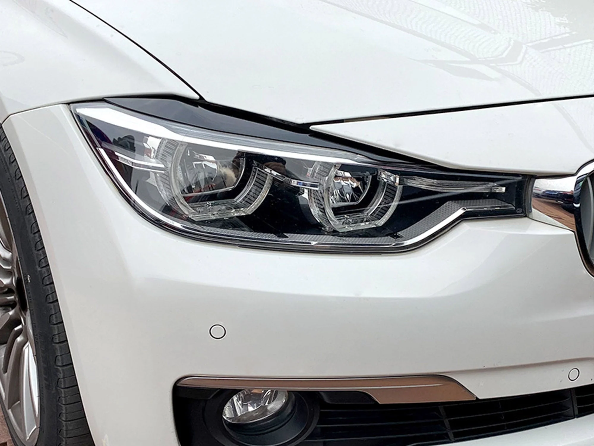 For 12-18 BMW 3-Series F30 Gloss Black Headlight Eyelid Cover Trim Eyebrow - Image 13
