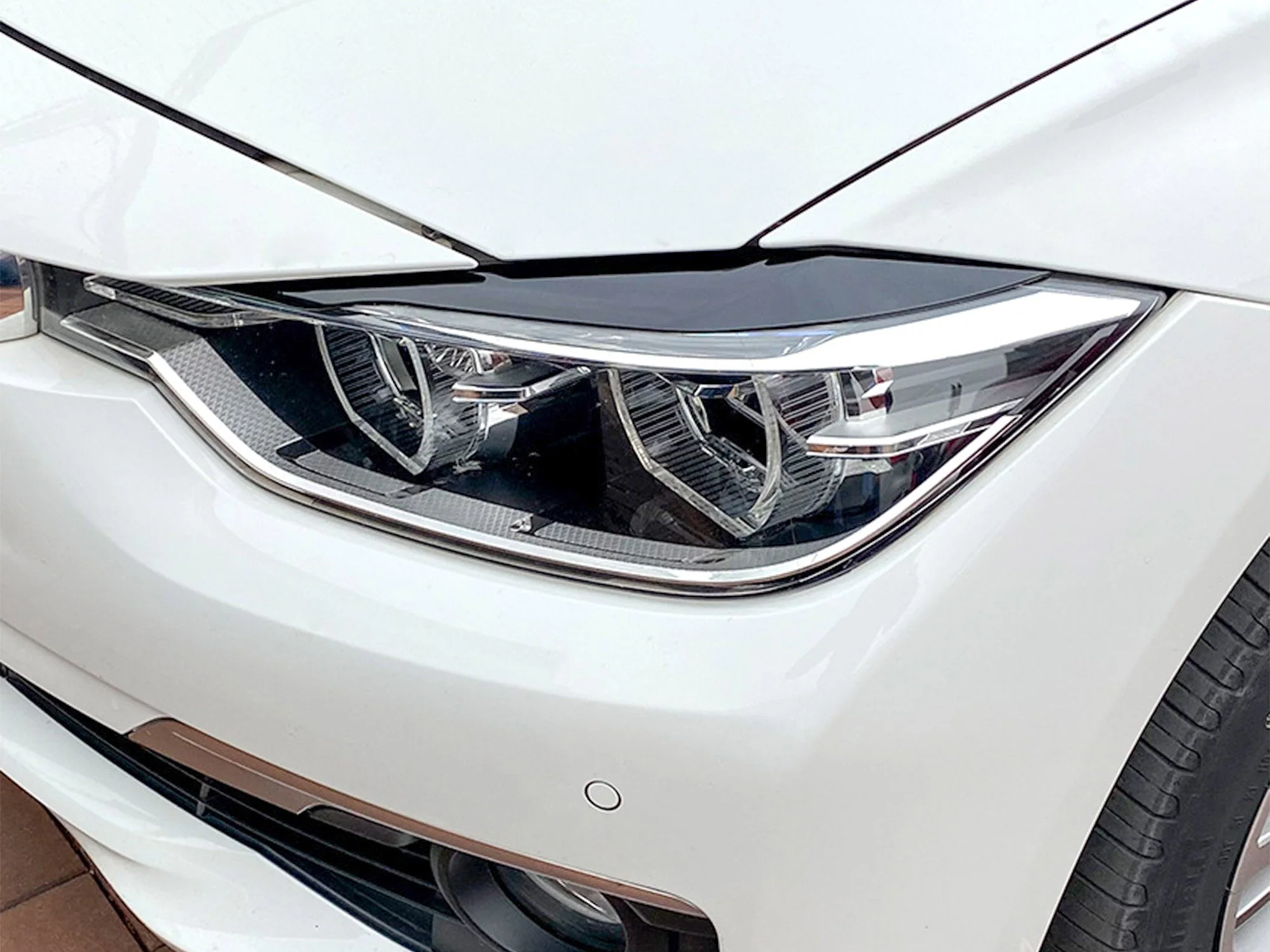 For 12-18 BMW 3-Series F30 Gloss Black Headlight Eyelid Cover Trim Eyebrow - Image 16