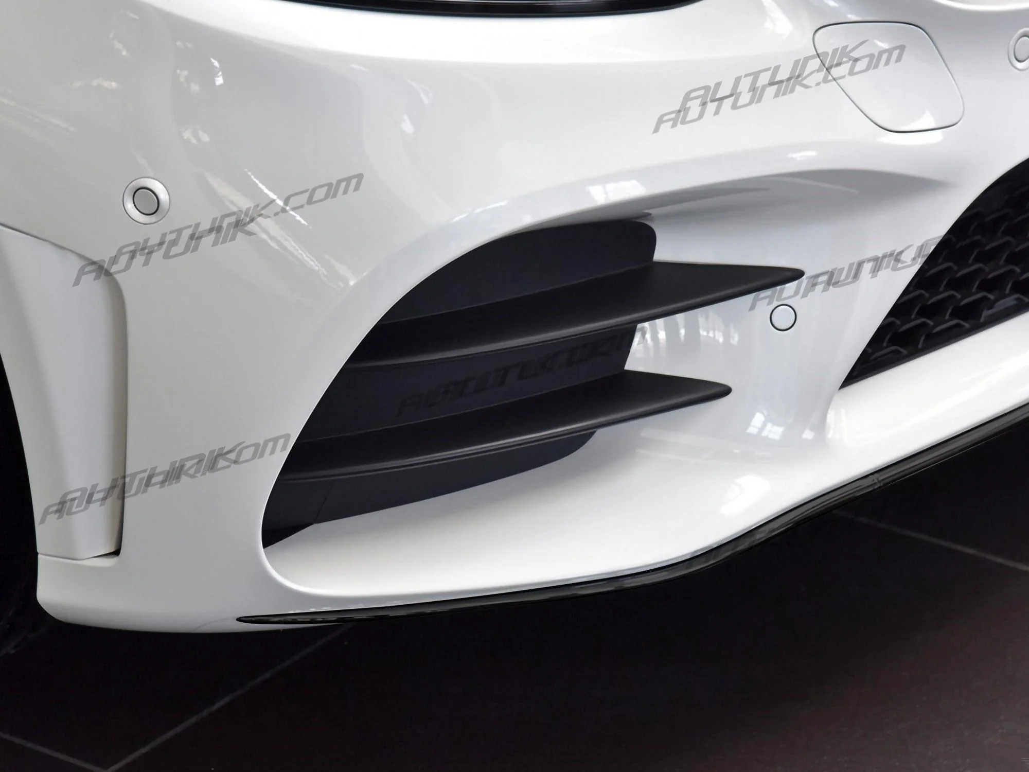 Gloss Black Front Lip Molding Trims For Mercedes C-Class W205 Sedan/Coupe AMG Bumper 2019-2021 - Image 4