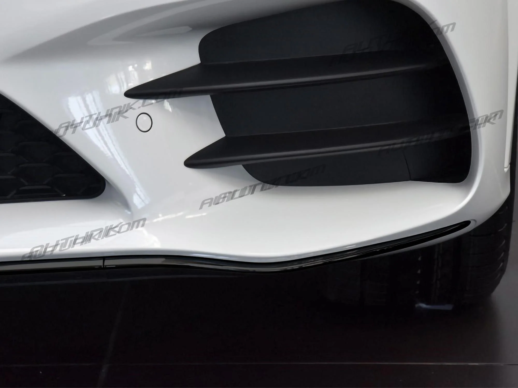 Gloss Black Front Lip Molding Trims For Mercedes C-Class W205 Sedan/Coupe AMG Bumper 2019-2021 - Image 5