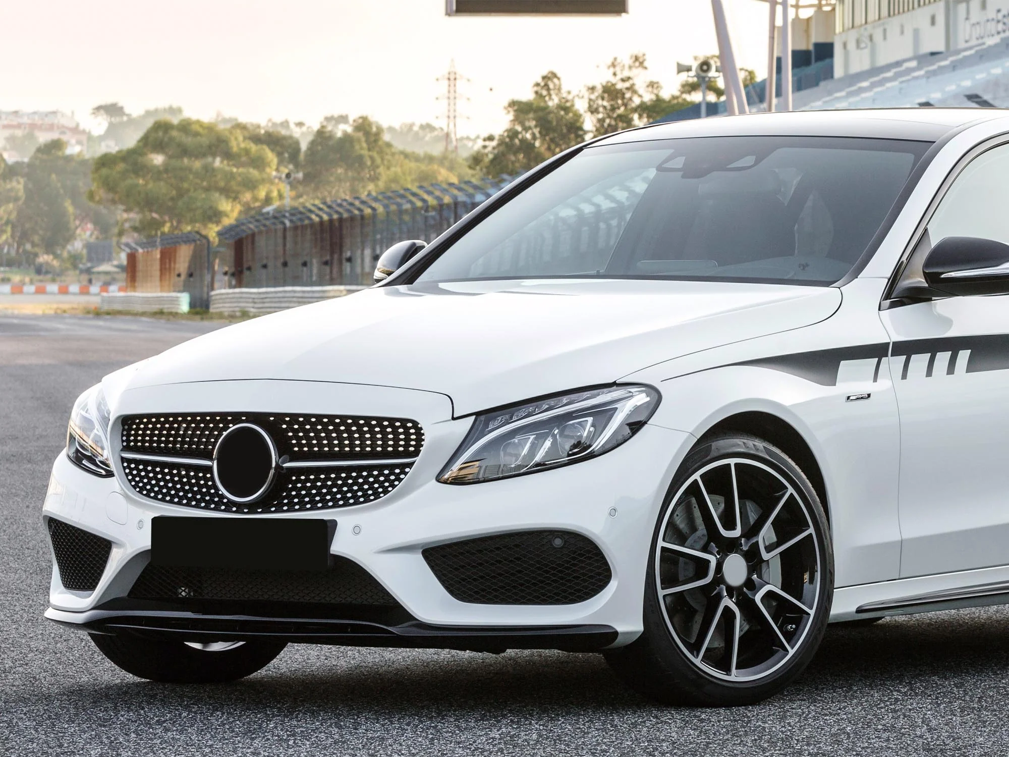 Black Front Lip Splitter Molding Trims For Mercedes W205 C205 C300 C450 C43 AMG 2015-2018 - Image 3