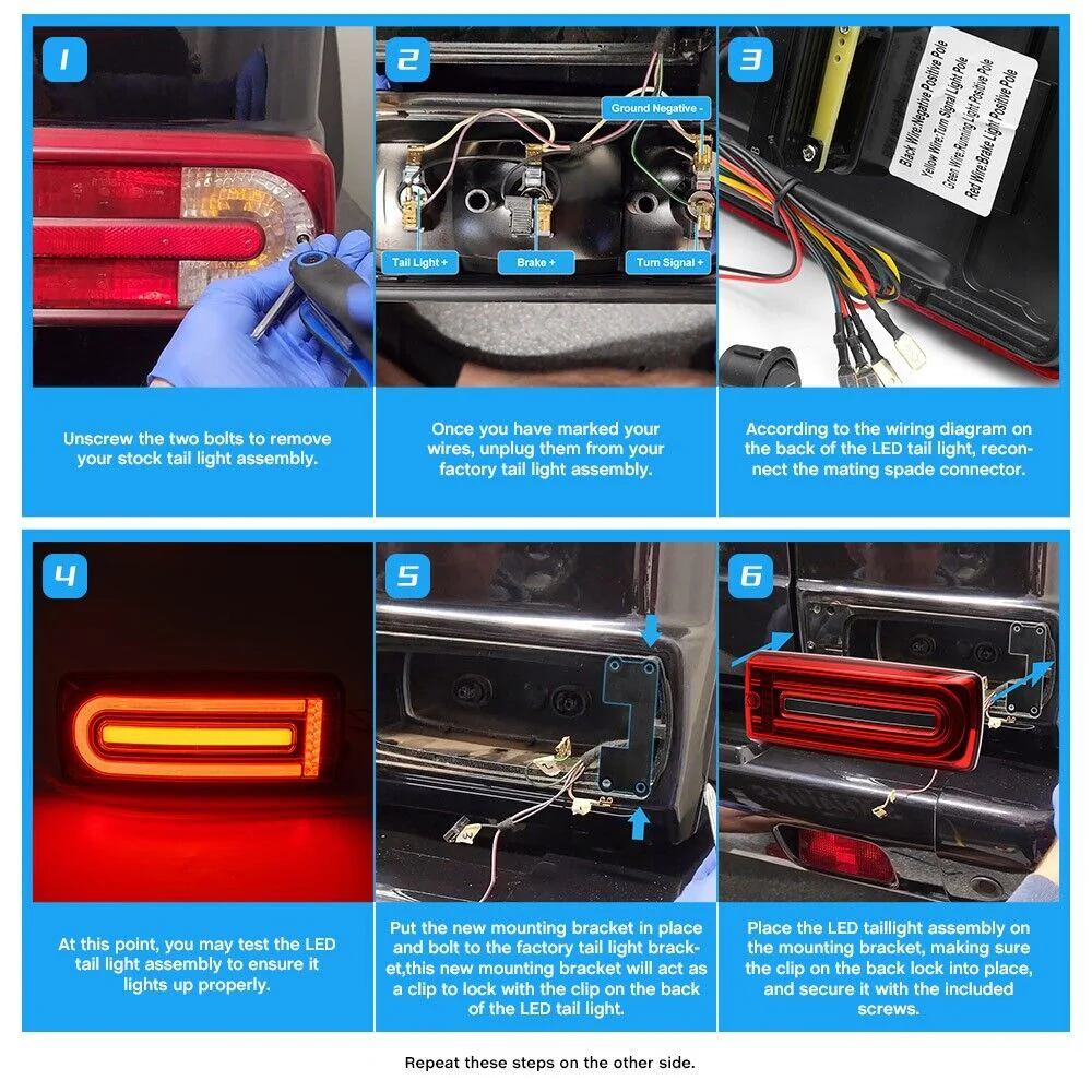 Sequential LED Tail Lights For Mercedes W463 G-Class G500 G550 G63 AMG 2002-2018 - Image 15