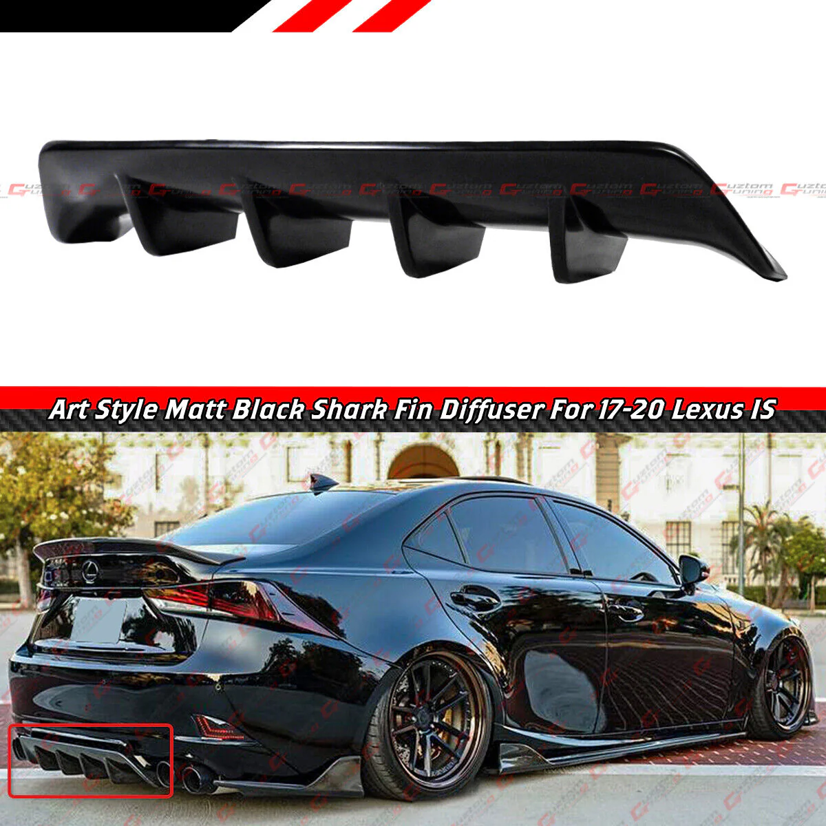 Shark Fin Rear Bumper Diffuser For 2017-2020 Lexus IS300 IS350 F Sport - Image 2
