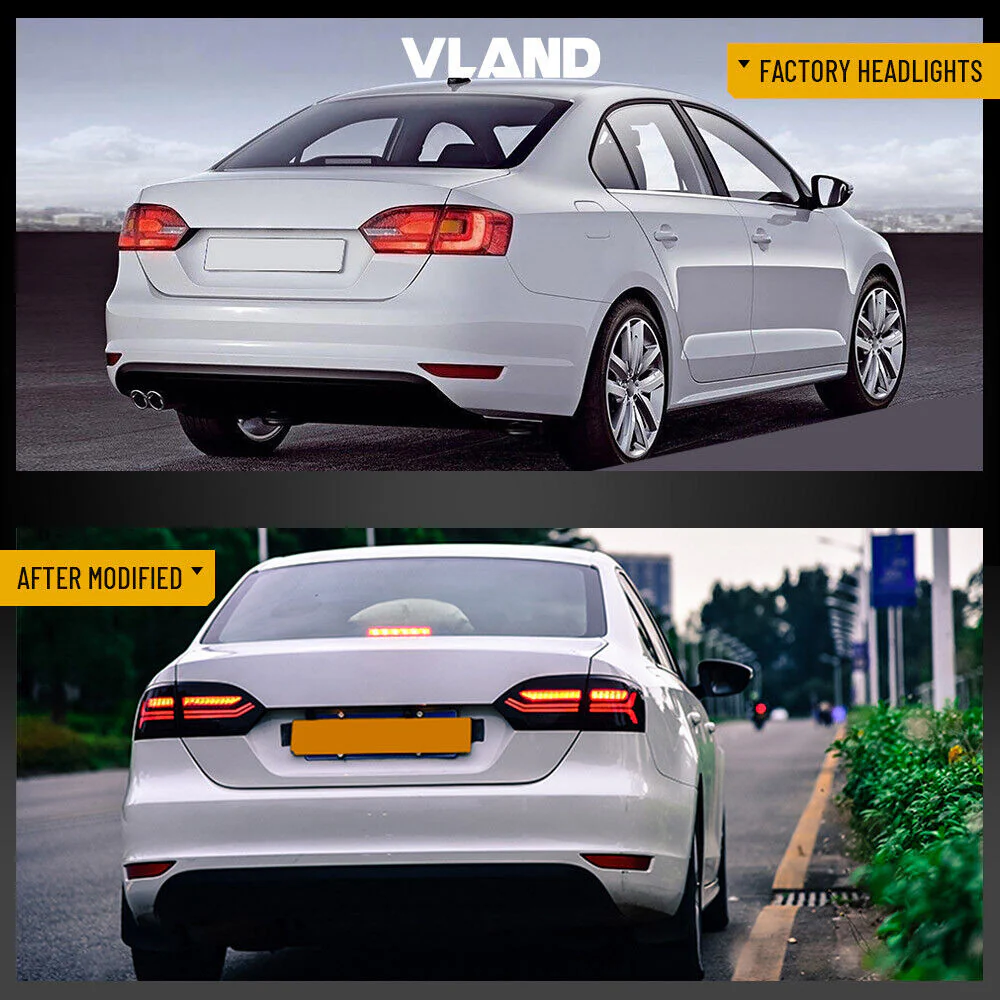 Smoked LED Tail Lights For 2011-2014 Volkswagen Jetta MK6 W/Sequential - Image 5