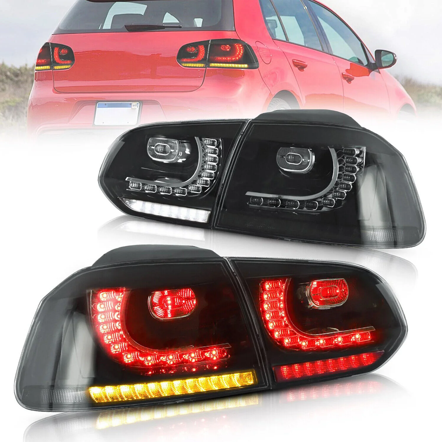 SMOKED LED Taillights fit for 10-14 VW GOLF 6 MK6 GTI 12-13 Golf R With Sequential Indicators - Image 3