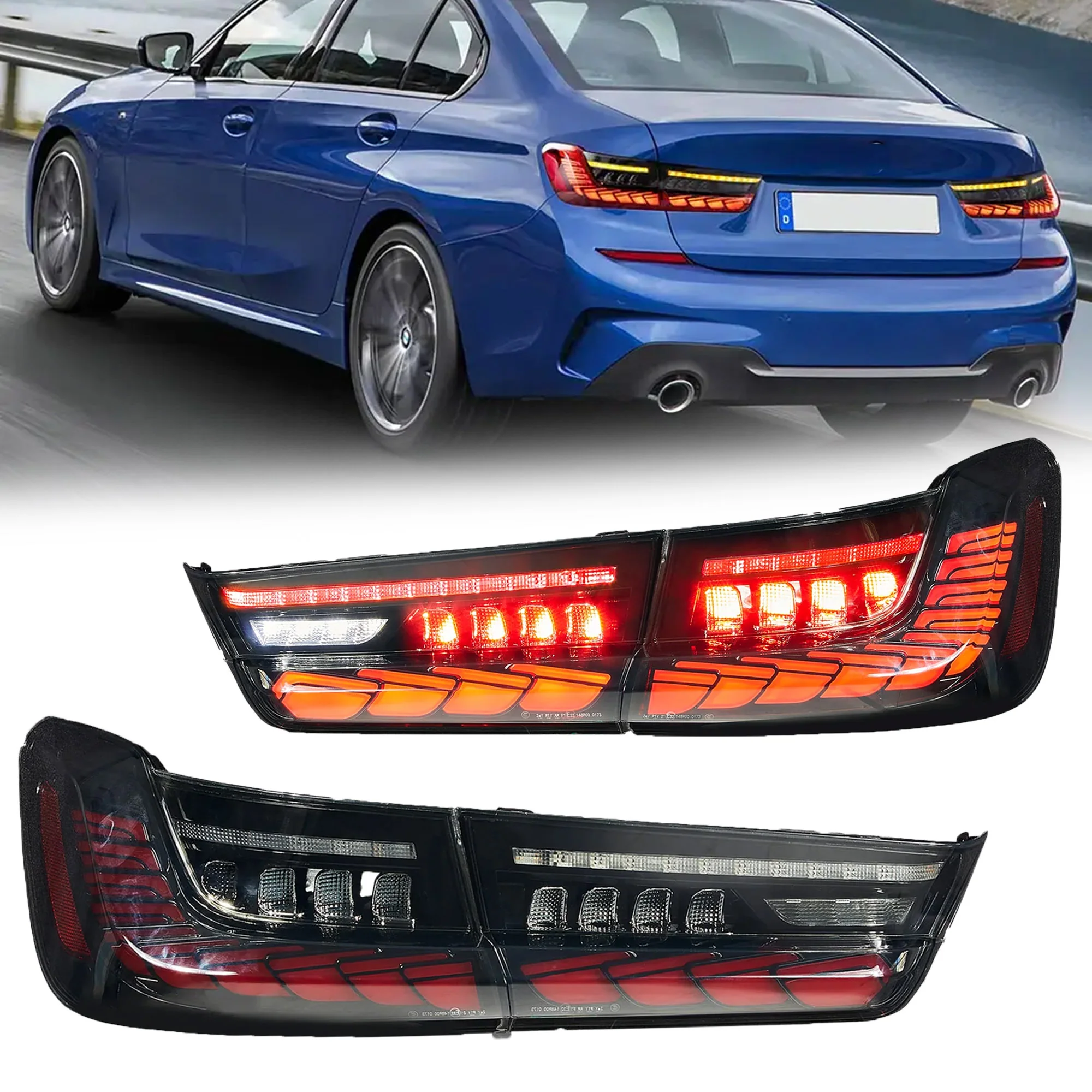 GTS Style Smoke LED Tail Lights W/Animation For BMW G20 G80 M3 330i 340i 2019-2022 - Image 8