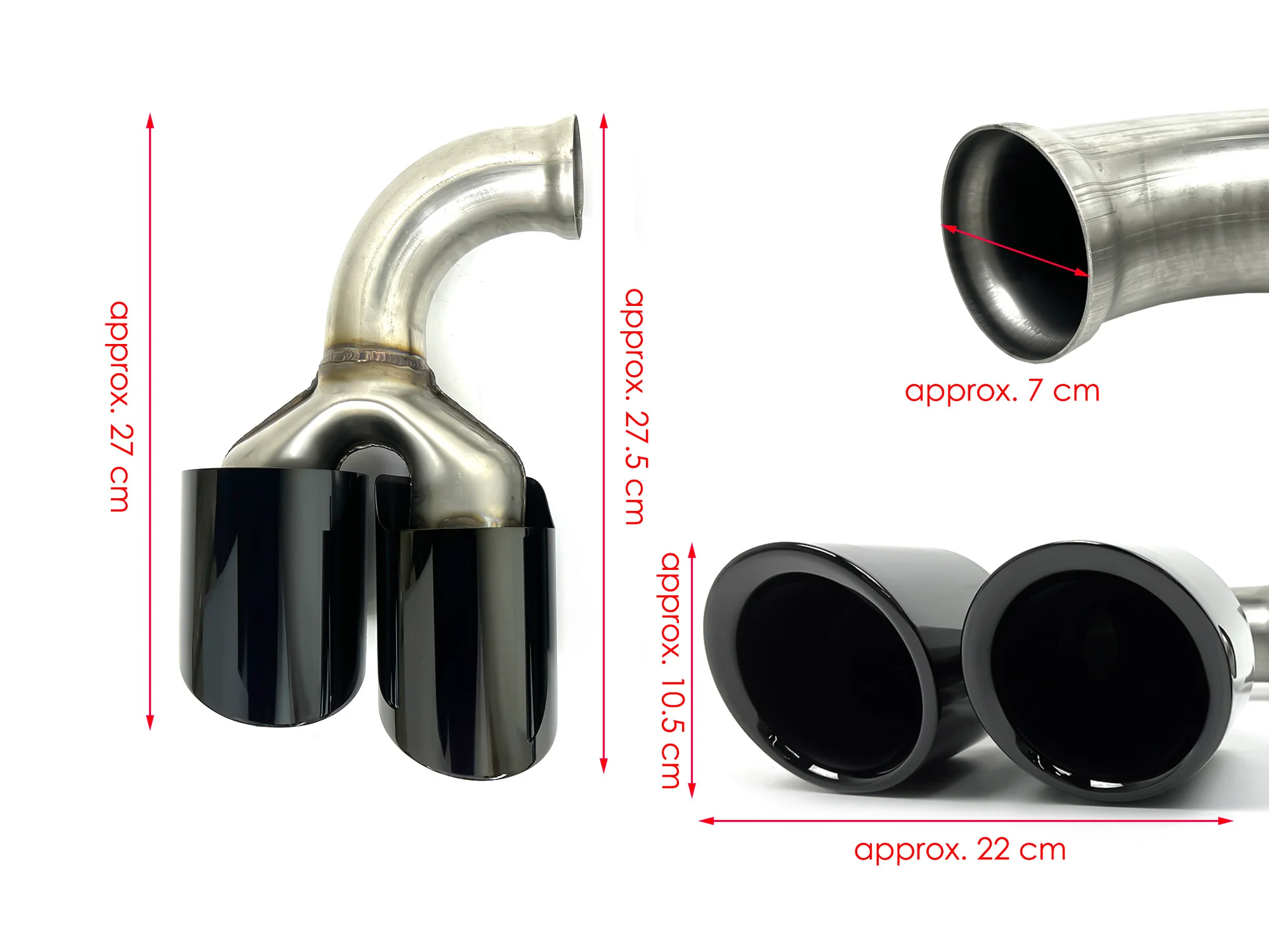 Sporty Exhaust Tips Black For Porsche Cayenne V6 V8 2011-2014 Short Pipe - Image 14