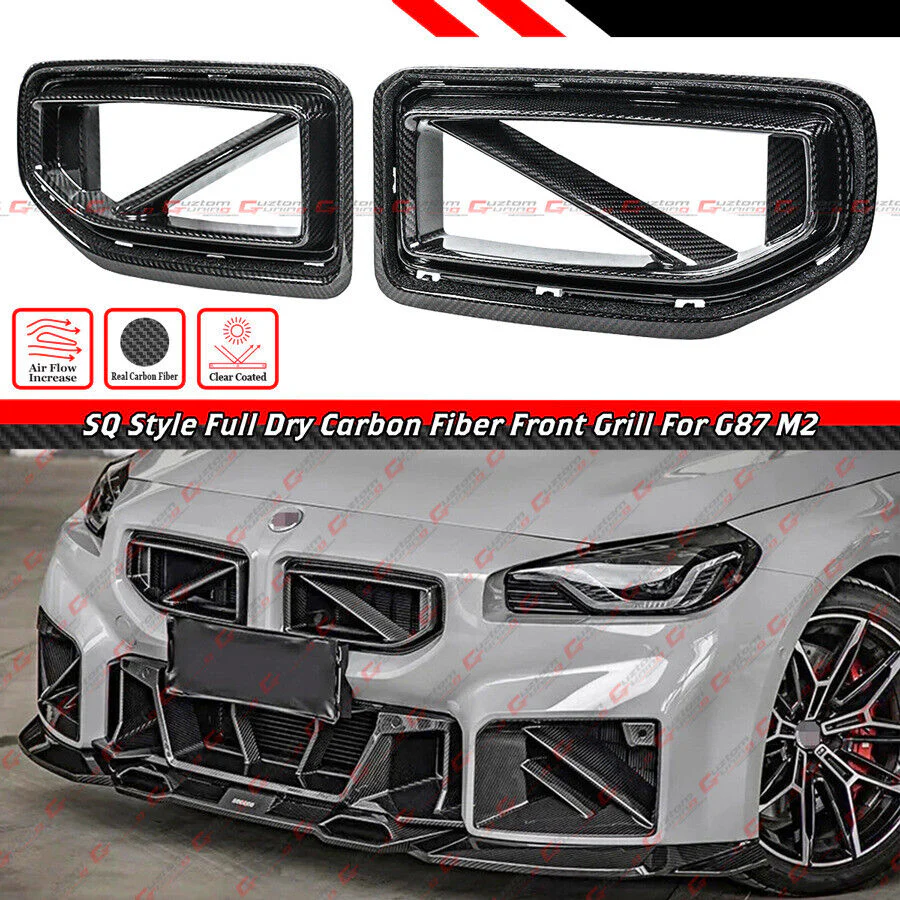 Dry Carbon Fiber Front Nose Kidney Grille for BMW G87 M2 2023-2026 - Image 2