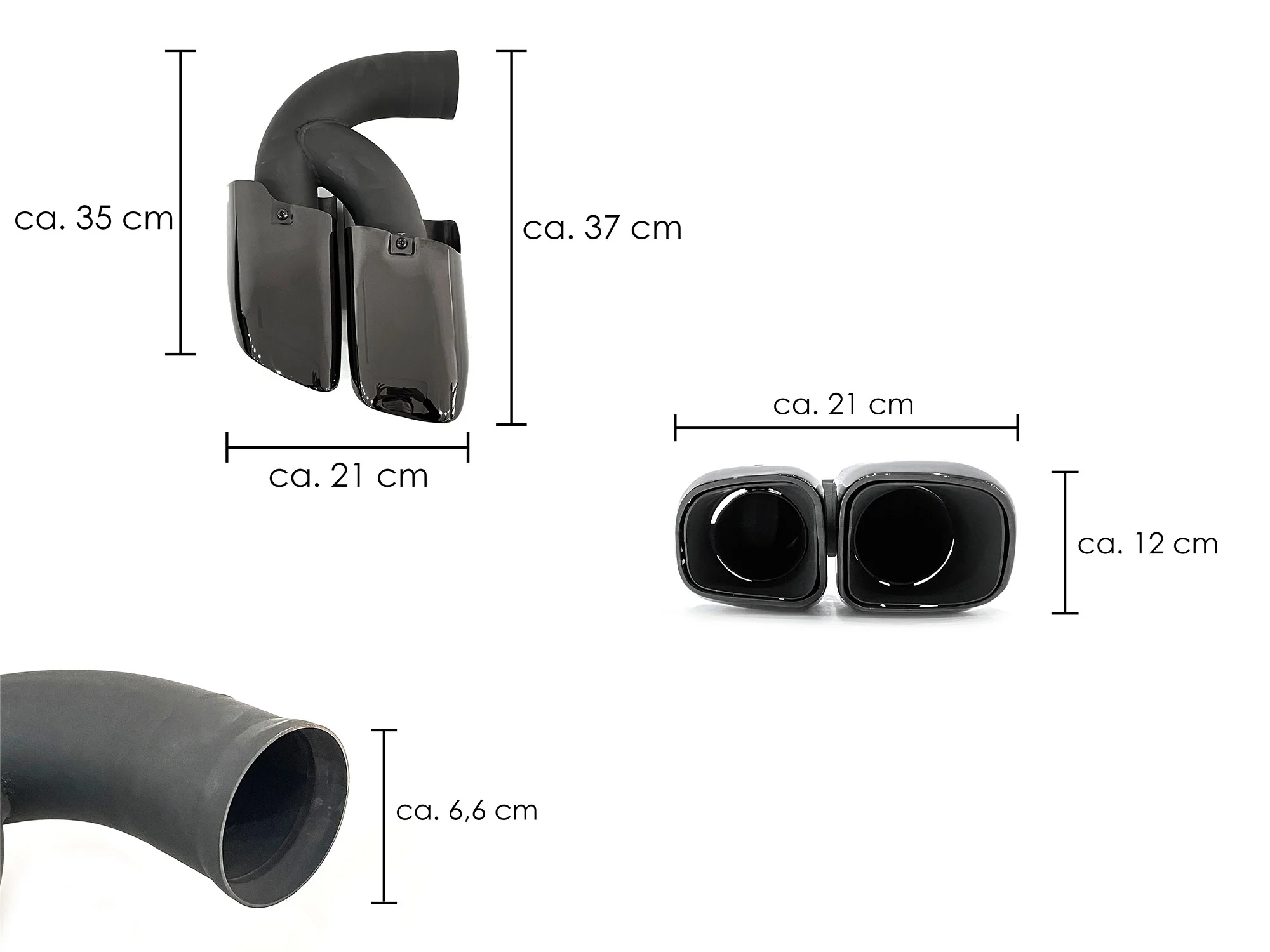 Square Twin Exhaust Tips For 11-14 Porsche Cayenne Base 958.1 Short Pipe - Image 16