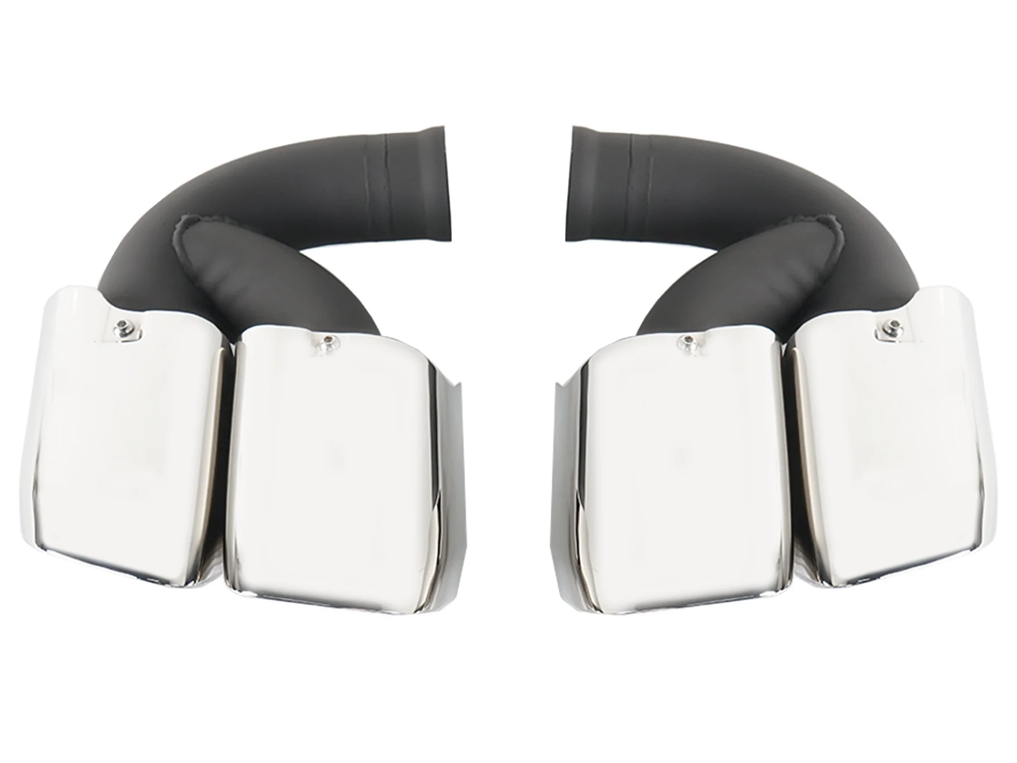 Square Twin Exhaust Tips For 11-14 Porsche Cayenne Base 958.1 Short Pipe - Image 17