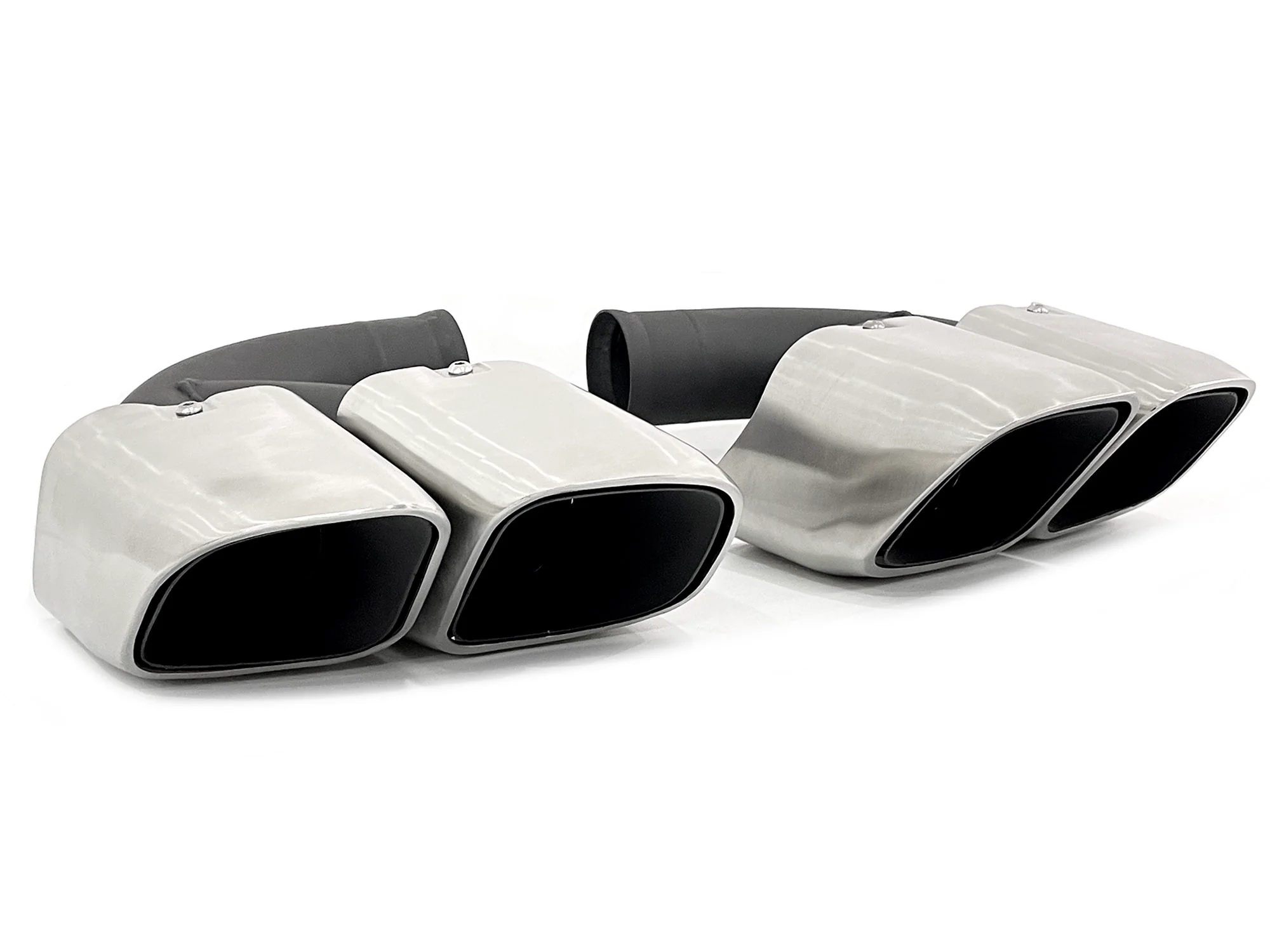 Square Twin Exhaust Tips For 11-14 Porsche Cayenne Base 958.1 Short Pipe - Image 2