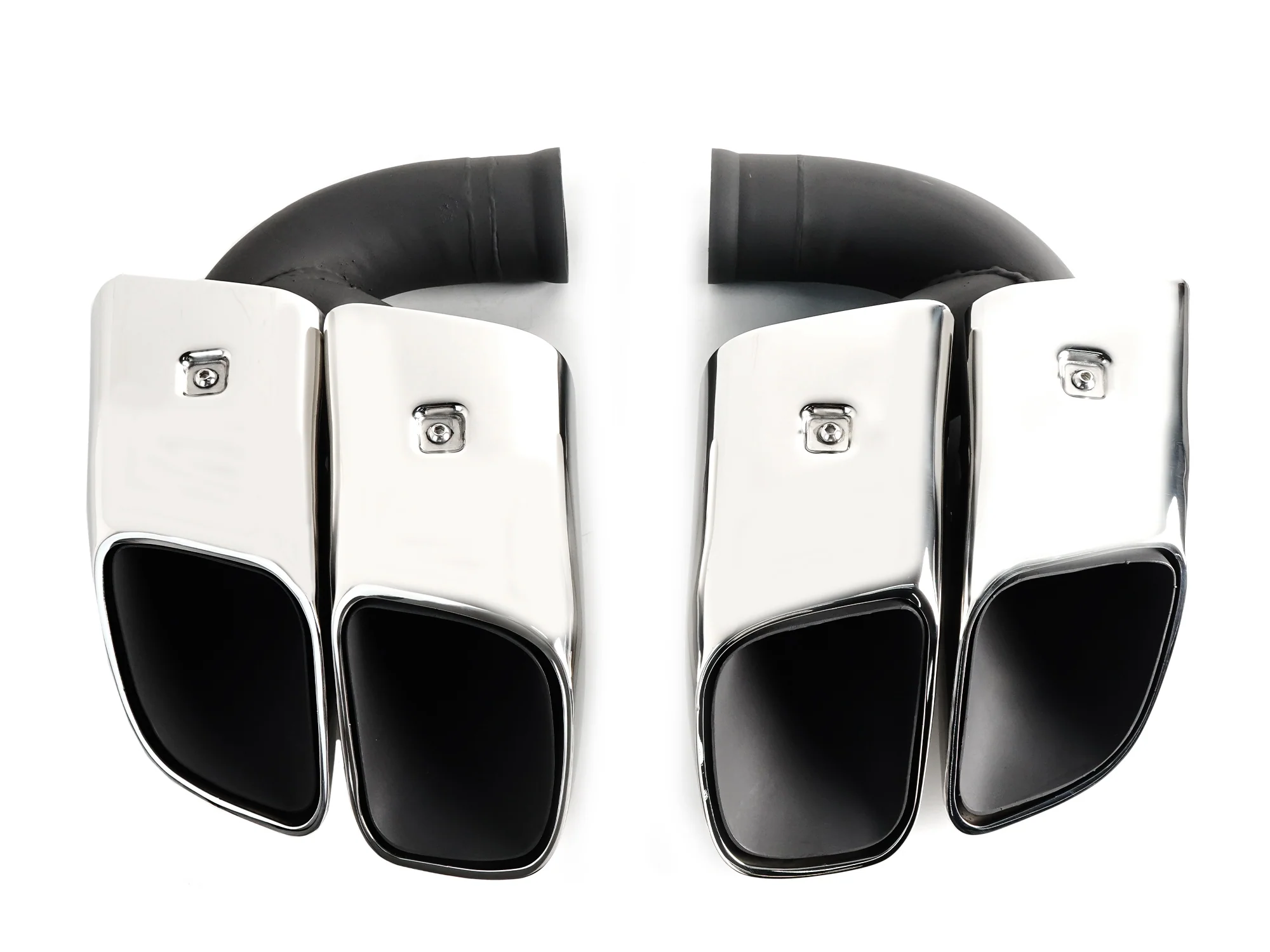 Square Twin Exhaust Tips For 11-14 Porsche Cayenne Base 958.1 Short Pipe - Image 23