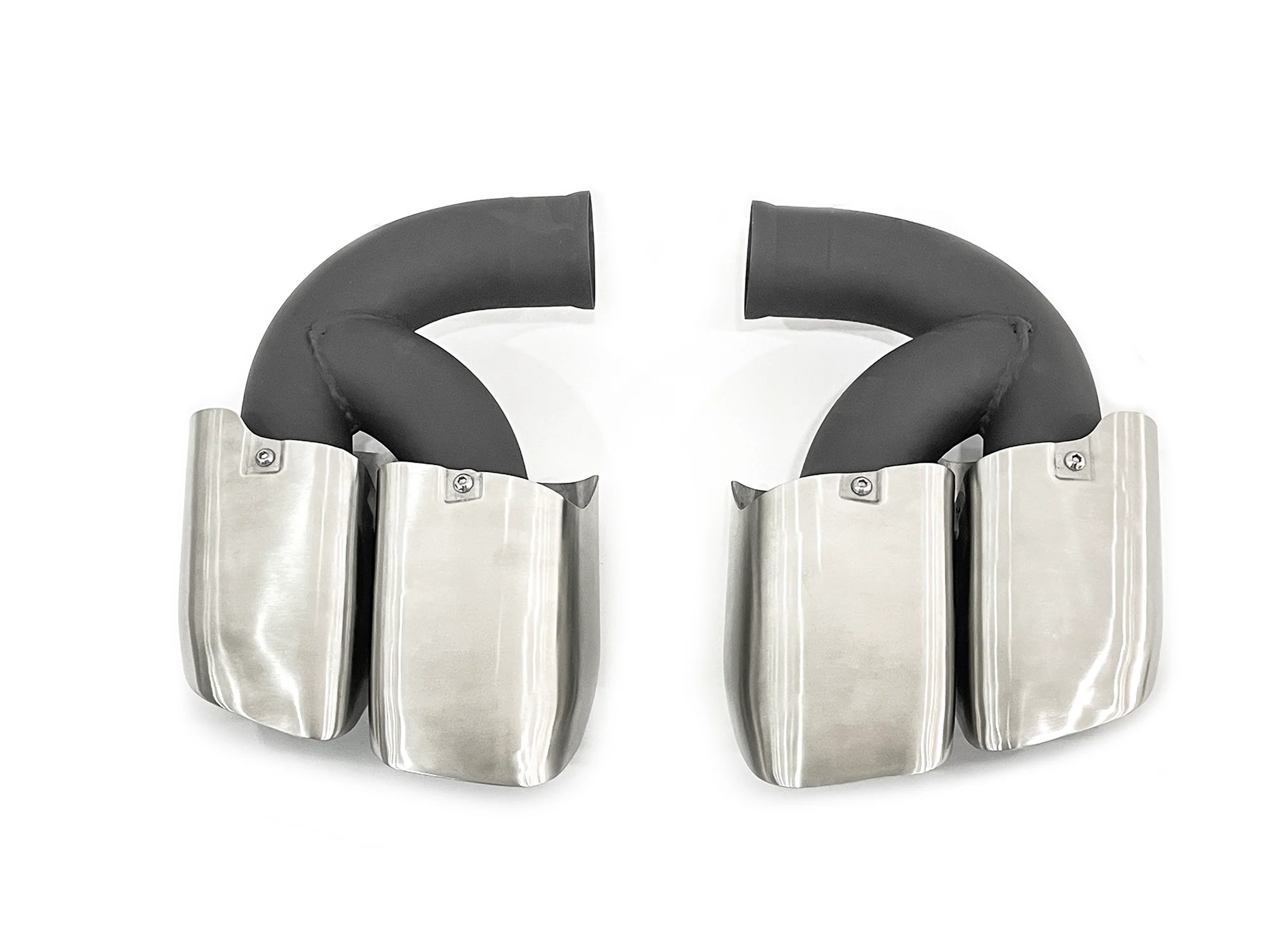 Square Twin Exhaust Tips For 11-14 Porsche Cayenne Base 958.1 Short Pipe - Image 3