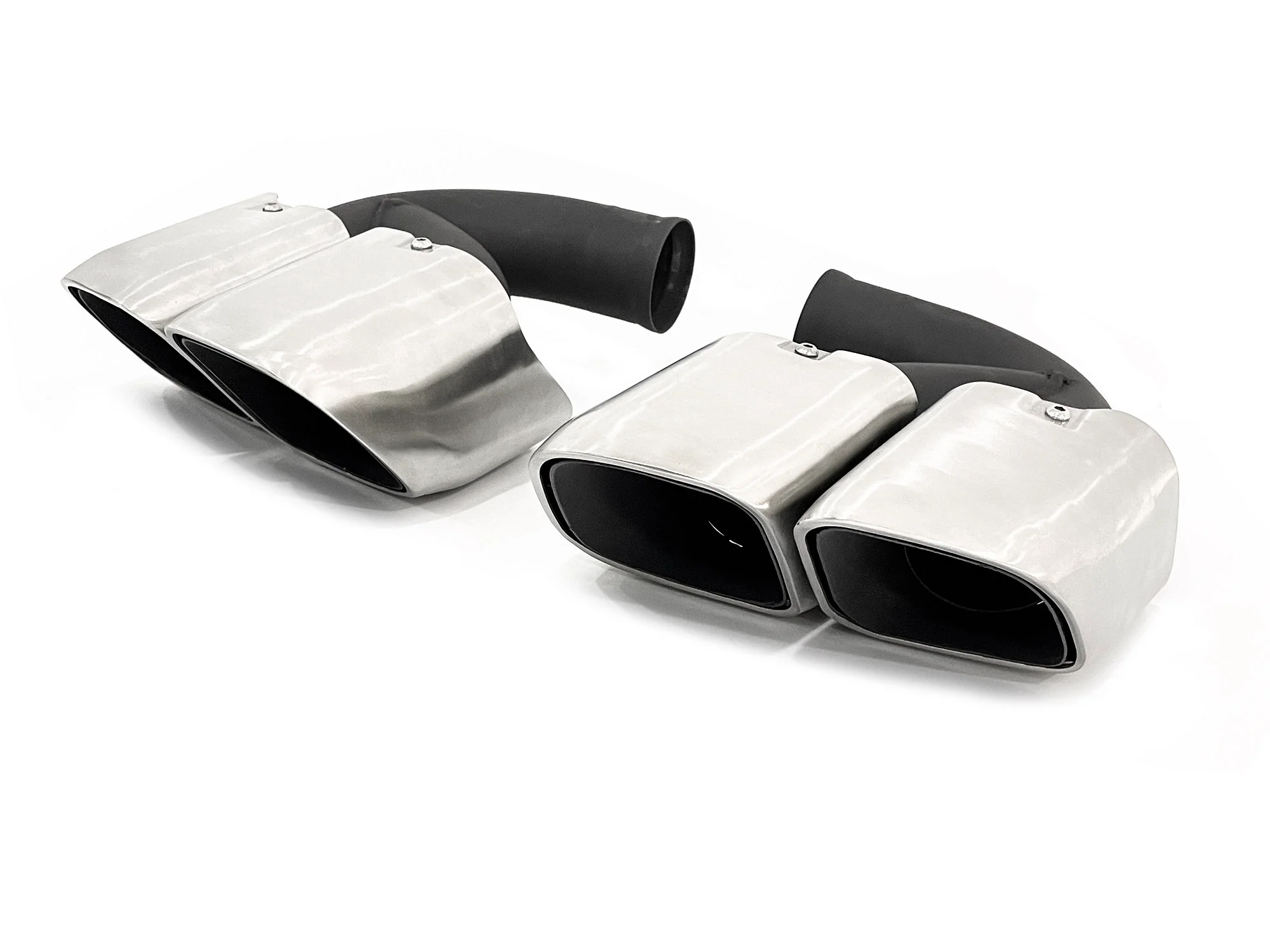 Square Twin Exhaust Tips For 11-14 Porsche Cayenne Base 958.1 Short Pipe - Image 4