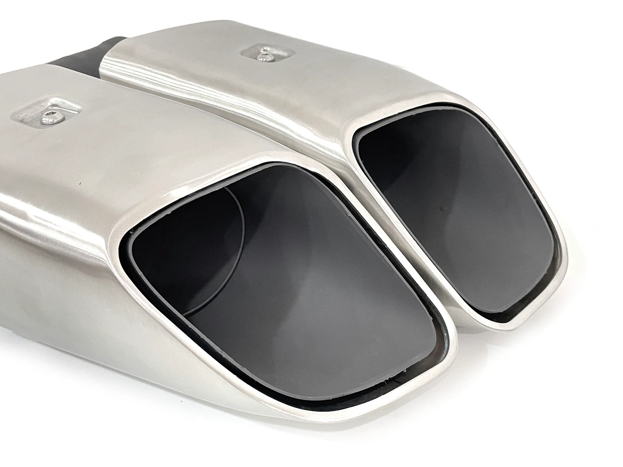 Square Twin Exhaust Tips For 11-14 Porsche Cayenne Base 958.1 Short Pipe - Image 7