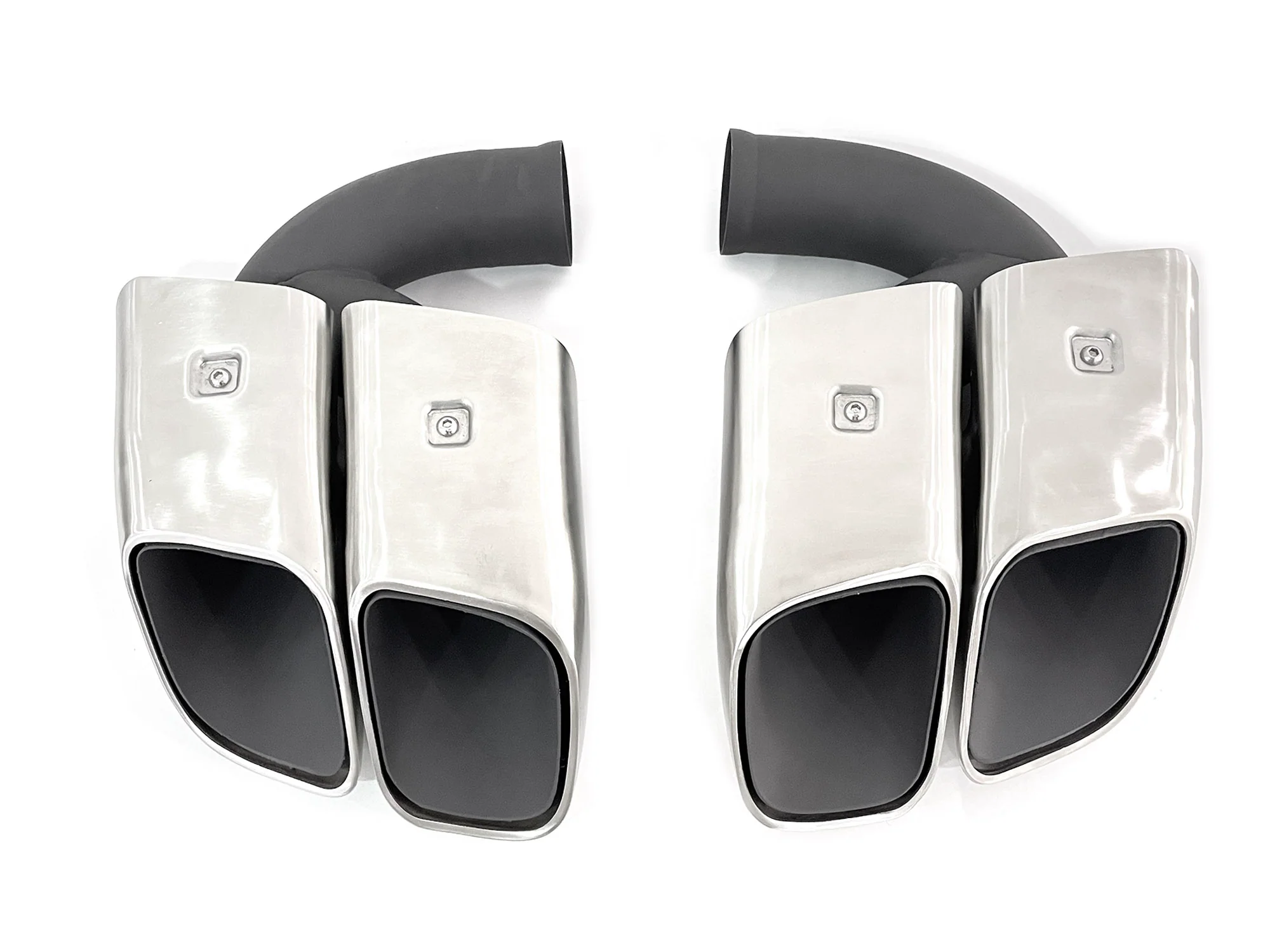 Square Twin Exhaust Tips For 11-14 Porsche Cayenne Base 958.1 Short Pipe - Image 8
