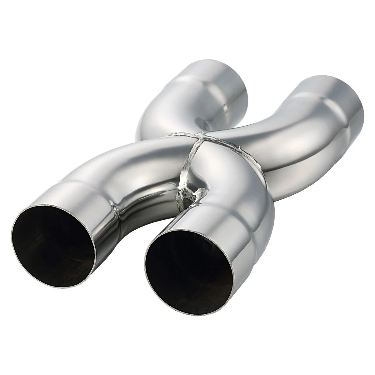 Stainless Steel Polished X-Pipe 2.5" Inlet Crossover Pipe, 2.5" Outlet, 12" Overall Length - Image 5