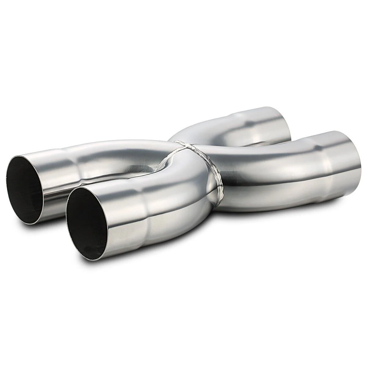 Stainless Steel Polished X-Pipe 2.5" Inlet Crossover Pipe, 2.5" Outlet, 12" Overall Length - Image 6