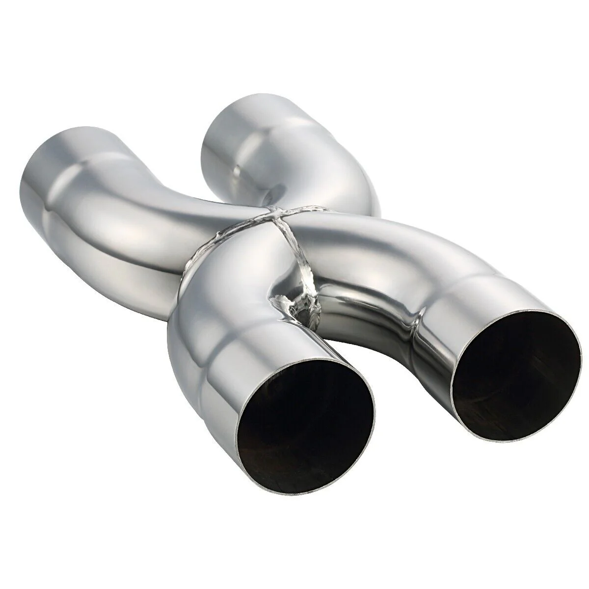 Stainless Steel Polished X-Pipe 2.5" Inlet Crossover Pipe, 2.5" Outlet, 12" Overall Length - Image 8