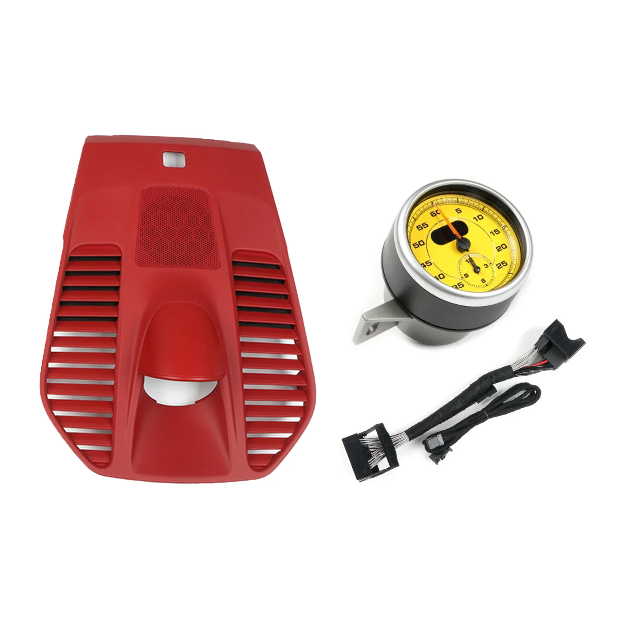 Red Dashboard Center Chrono Cover Panel with Stopwatch Clock Kit Fits Porsche 911 991 Carrera Turbo GT3 2012-2018 - Image 10