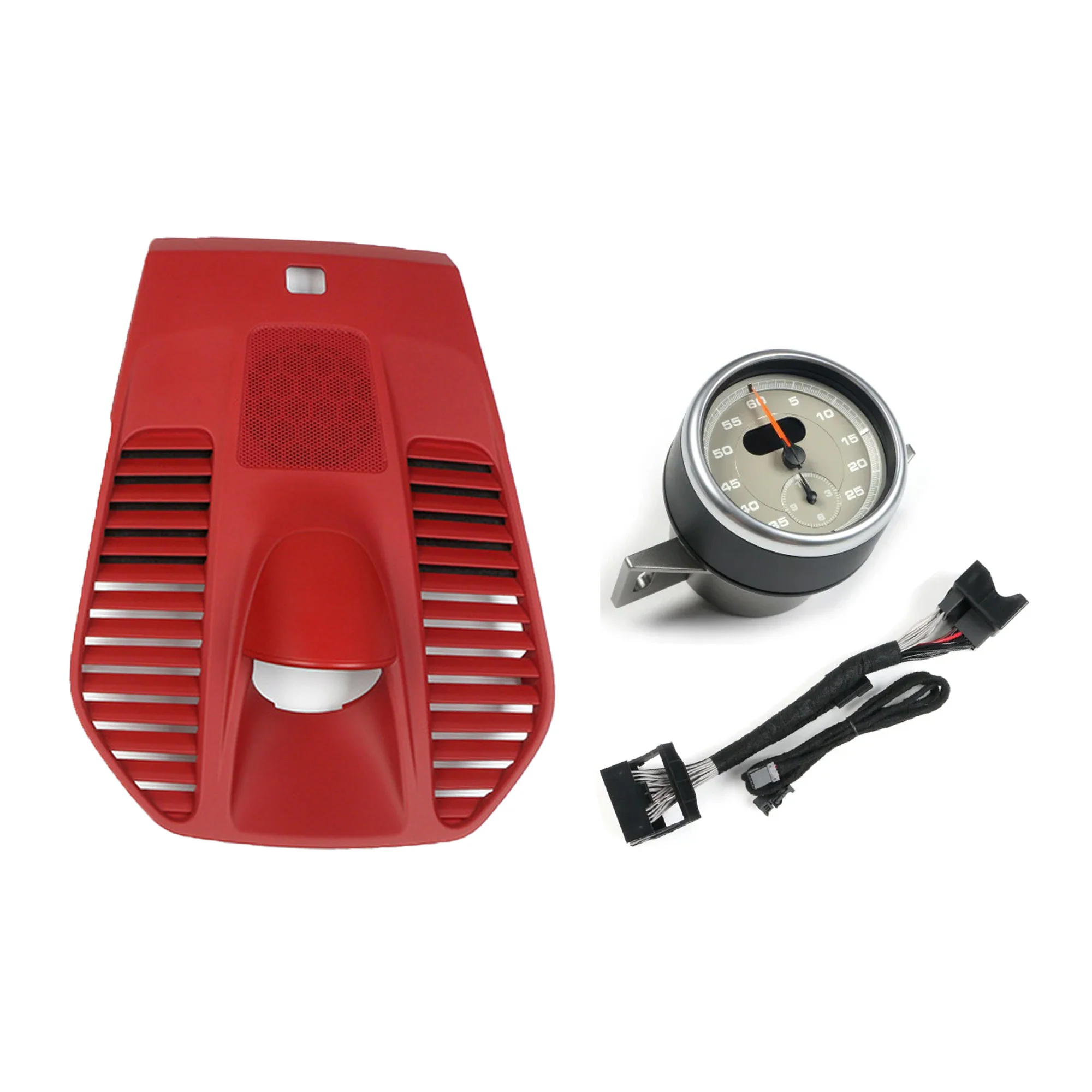 Red Dashboard Center Chrono Cover Panel with Stopwatch Clock Kit Fits Porsche 911 991 Carrera Turbo GT3 2012-2018 - Image 12