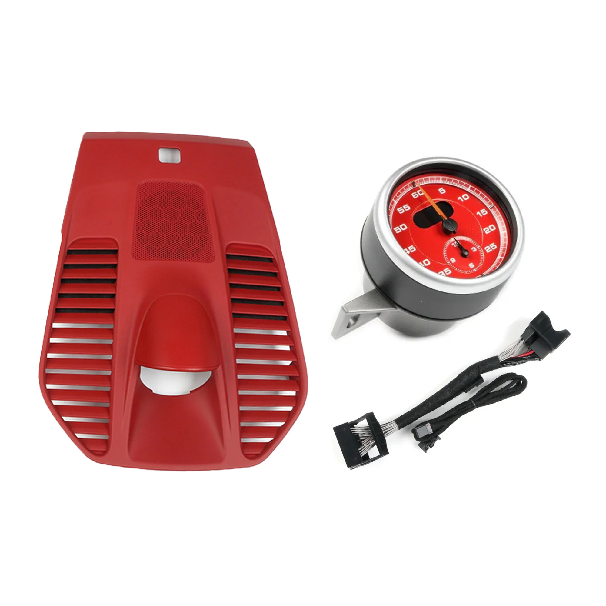 Red Dashboard Center Chrono Cover Panel with Stopwatch Clock Kit Fits Porsche 911 991 Carrera Turbo GT3 2012-2018 - Image 6