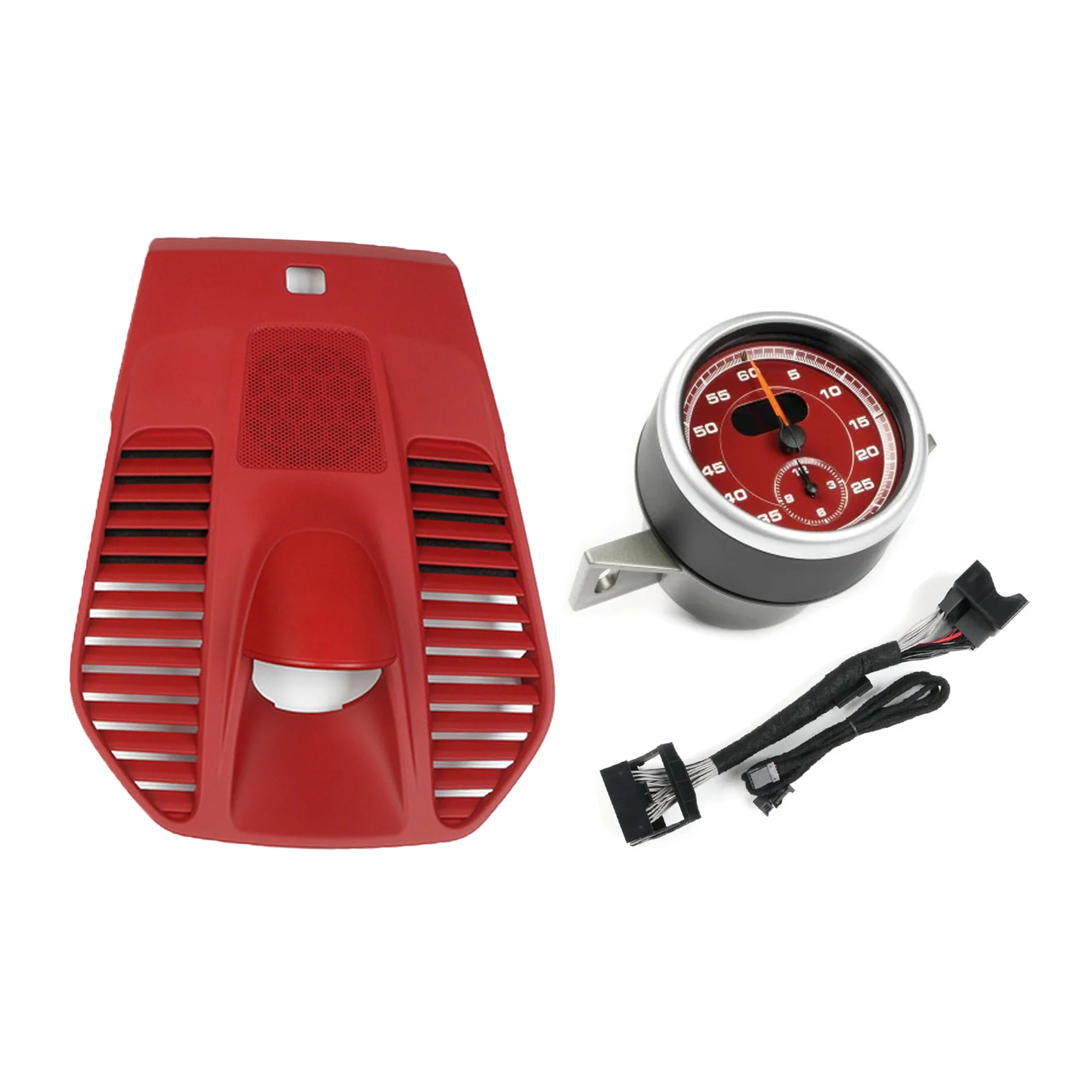 Red Dashboard Center Chrono Cover Panel with Stopwatch Clock Kit Fits Porsche 911 991 Carrera Turbo GT3 2012-2018 - Image 7