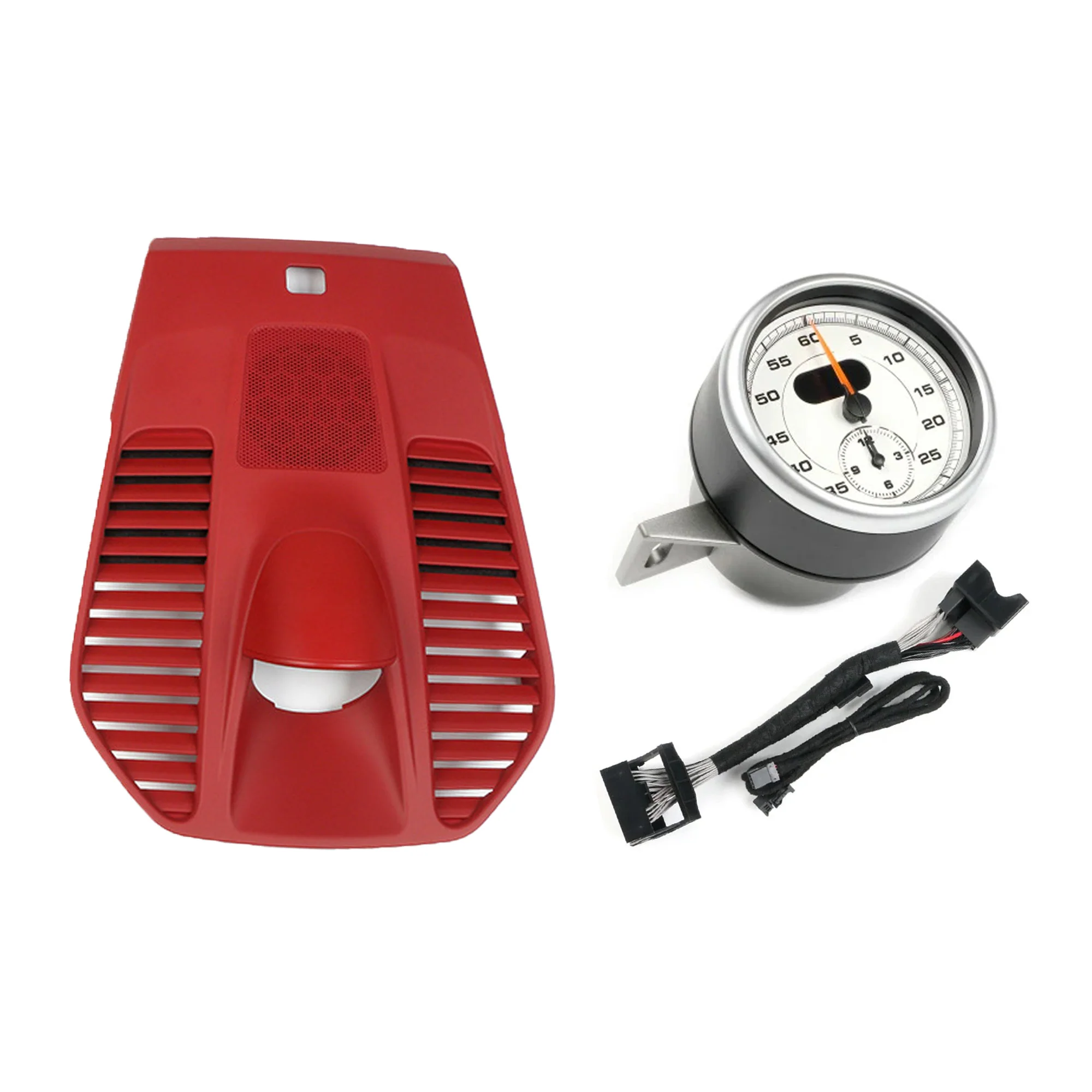 Red Dashboard Center Chrono Cover Panel with Stopwatch Clock Kit Fits Porsche 911 991 Carrera Turbo GT3 2012-2018 - Image 8