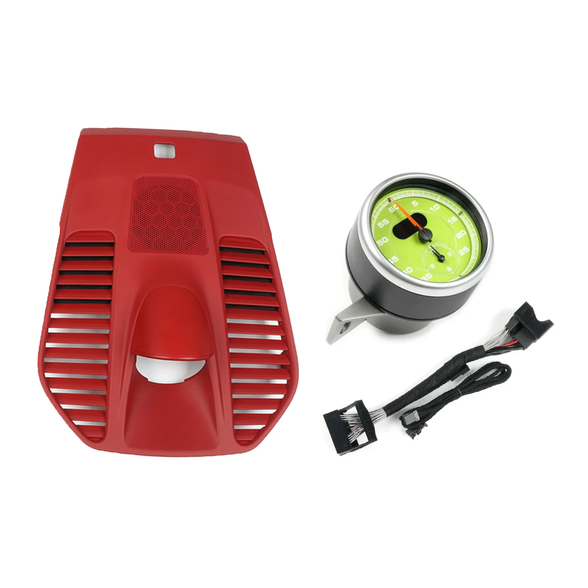 Red Dashboard Center Chrono Cover Panel with Stopwatch Clock Kit Fits Porsche 911 991 Carrera Turbo GT3 2012-2018 - Image 9