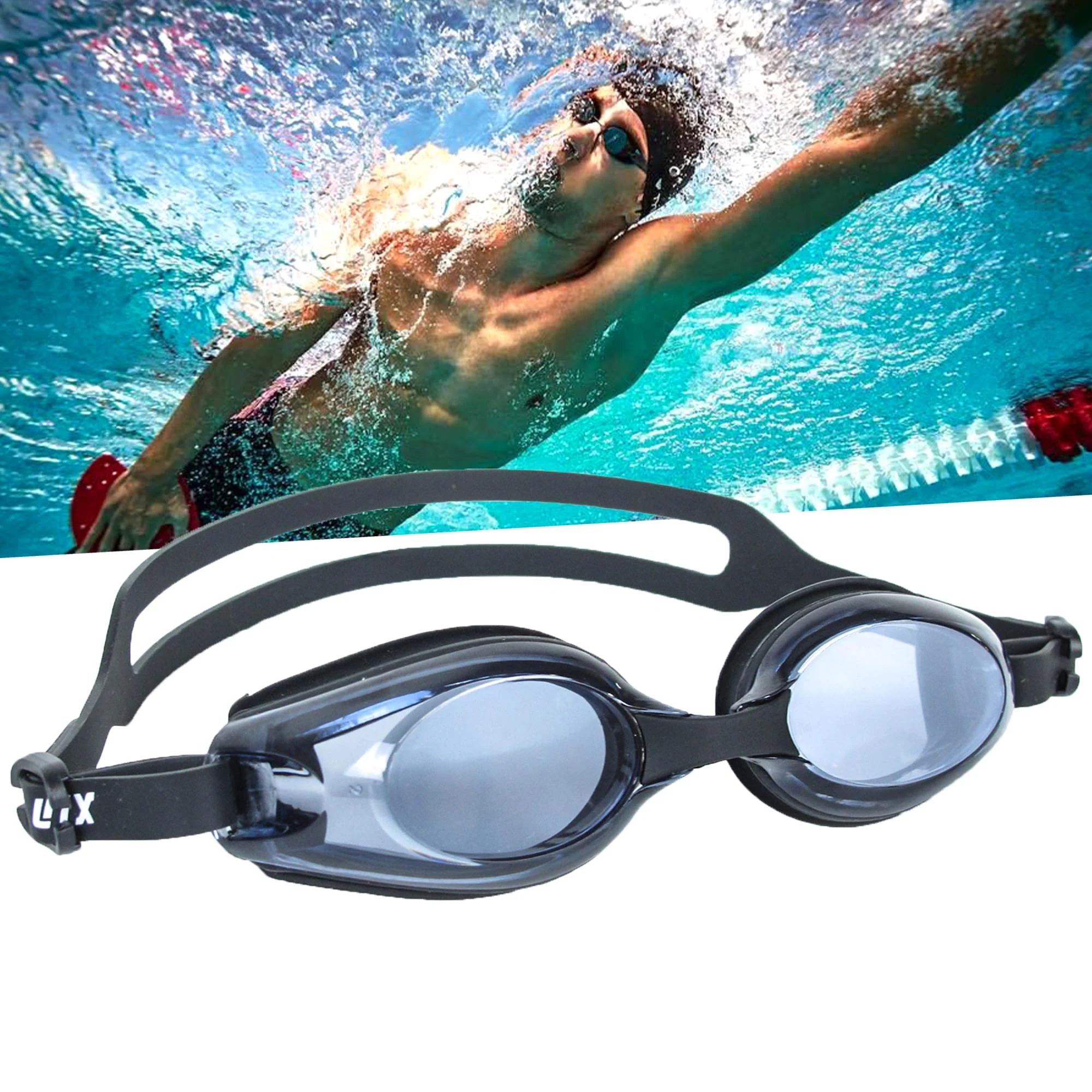 Swimming Goggles UV Protection Anti-Fog Swim Glasses Adjustable -1.5 to -8 - Image 27