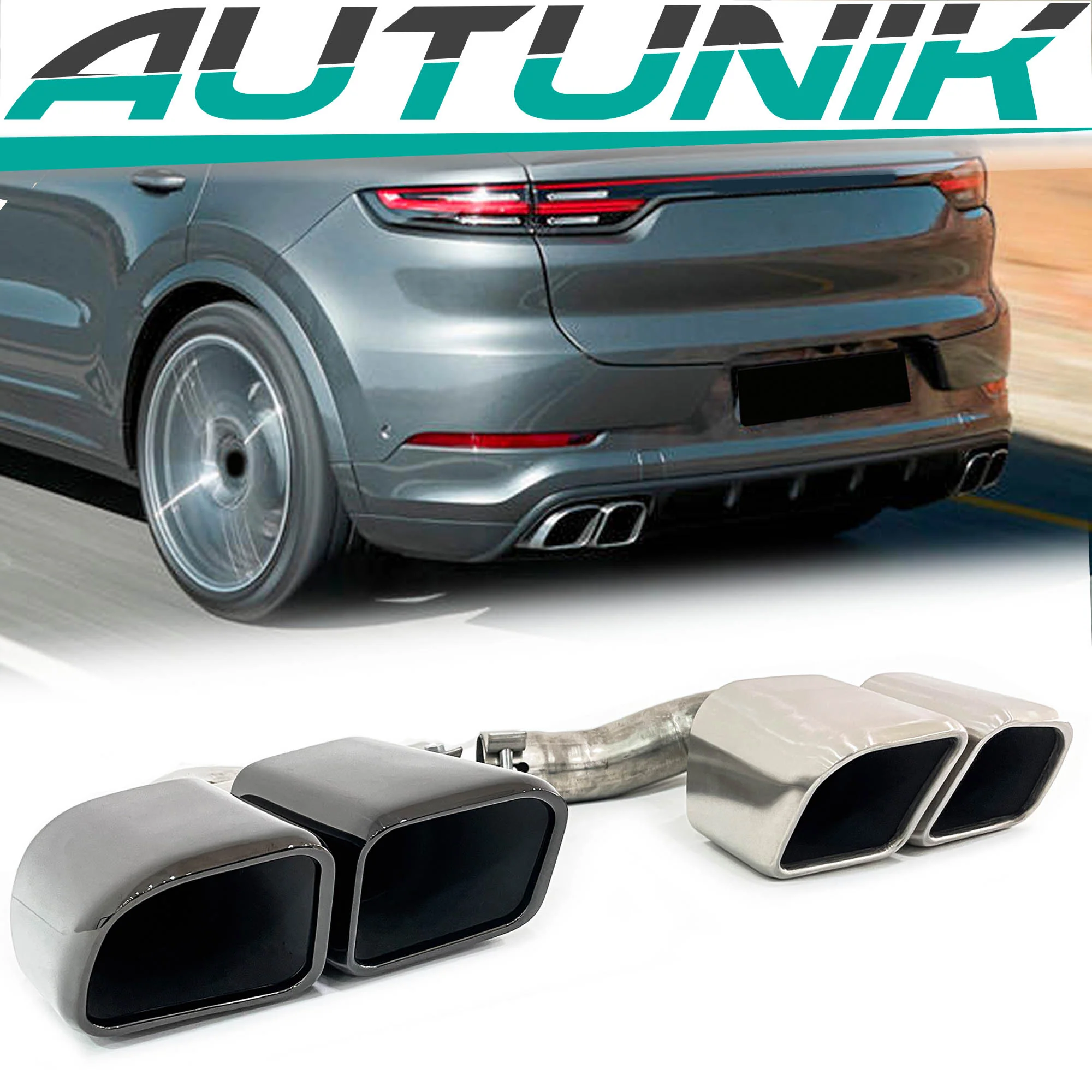 Square Exhaust Muffler Tips For Porsche Cayenne 9Y0 Base Petrol 2019-2026 - Image 18