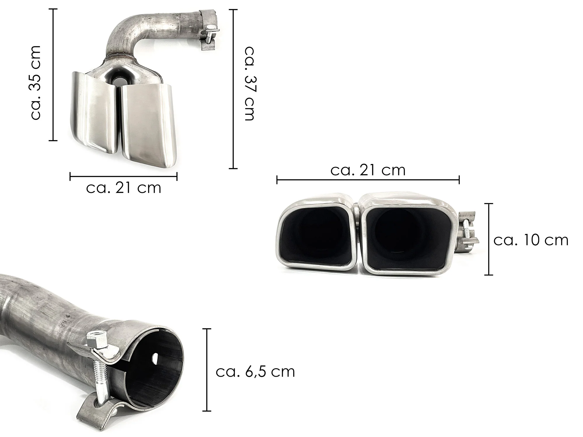 Square Exhaust Muffler Tips For Porsche Cayenne 9Y0 Base Petrol 2019-2026 - Image 34