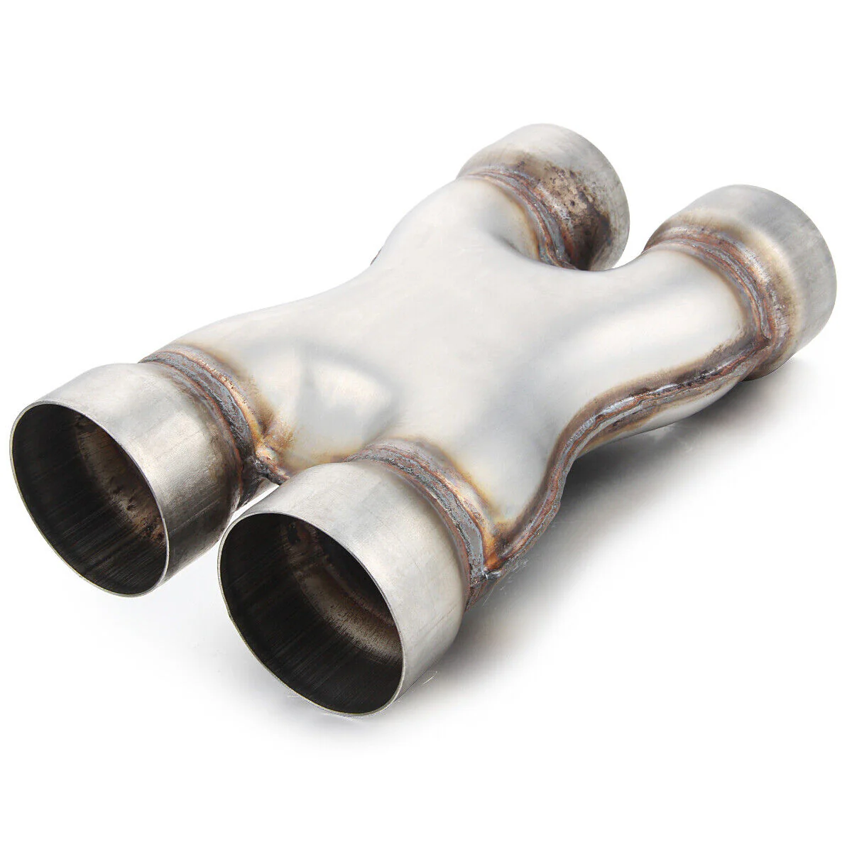 Universal Dual 3" In/Out Crossover X Pipe Exhaust Tip 12" Length Stainless Steel - Image 4