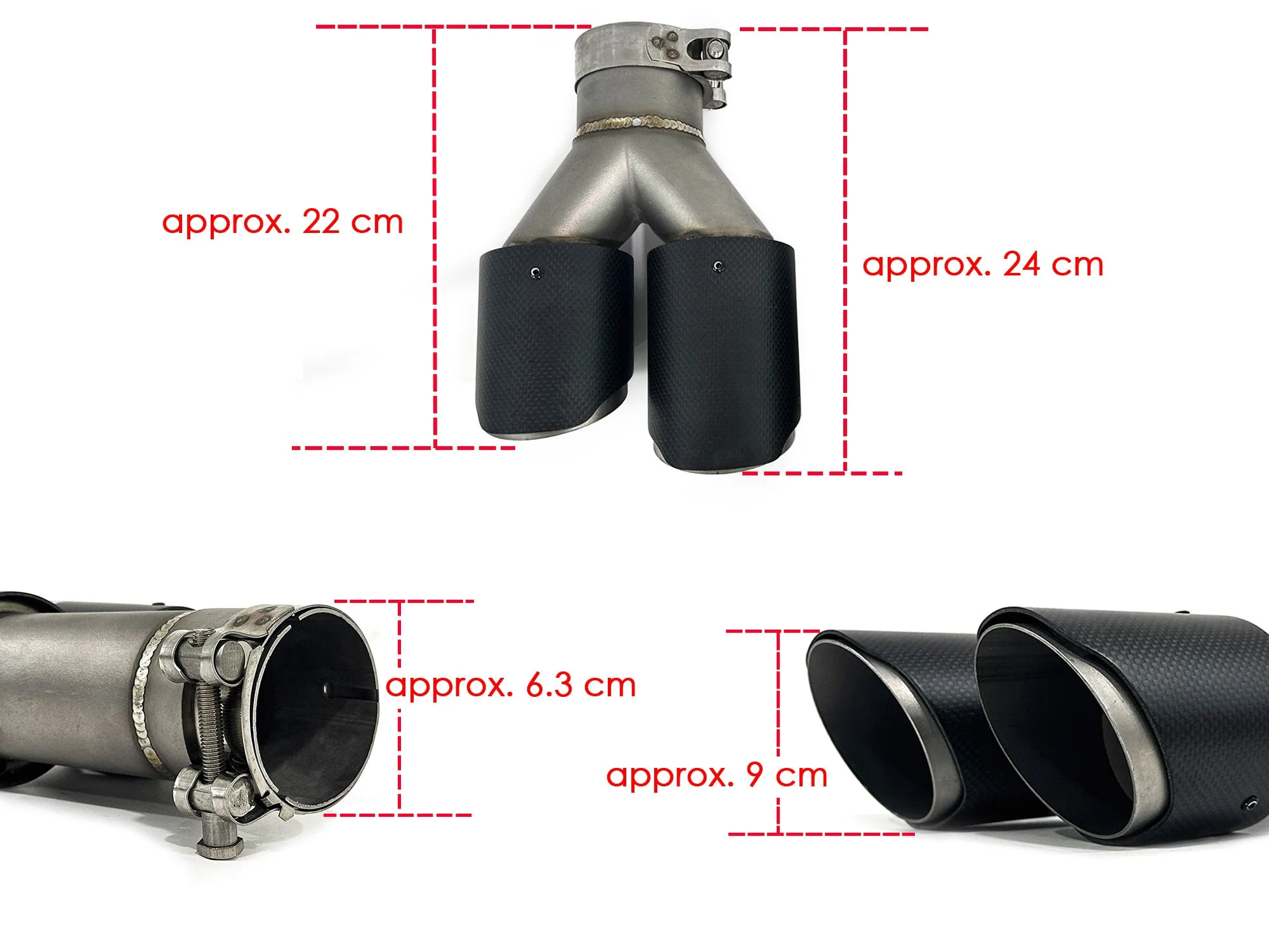 Universal Oval AMG Matte Carbon Fiber Exhaust Tips Upgrade - Inlet 63mm - Image 11