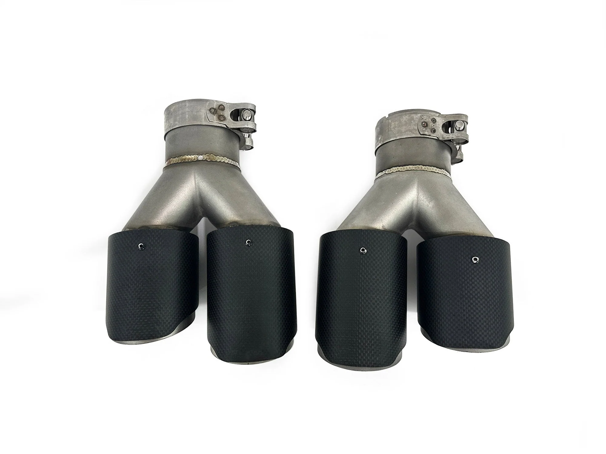 Universal Oval AMG Matte Carbon Fiber Exhaust Tips Upgrade - Inlet 63mm - Image 2