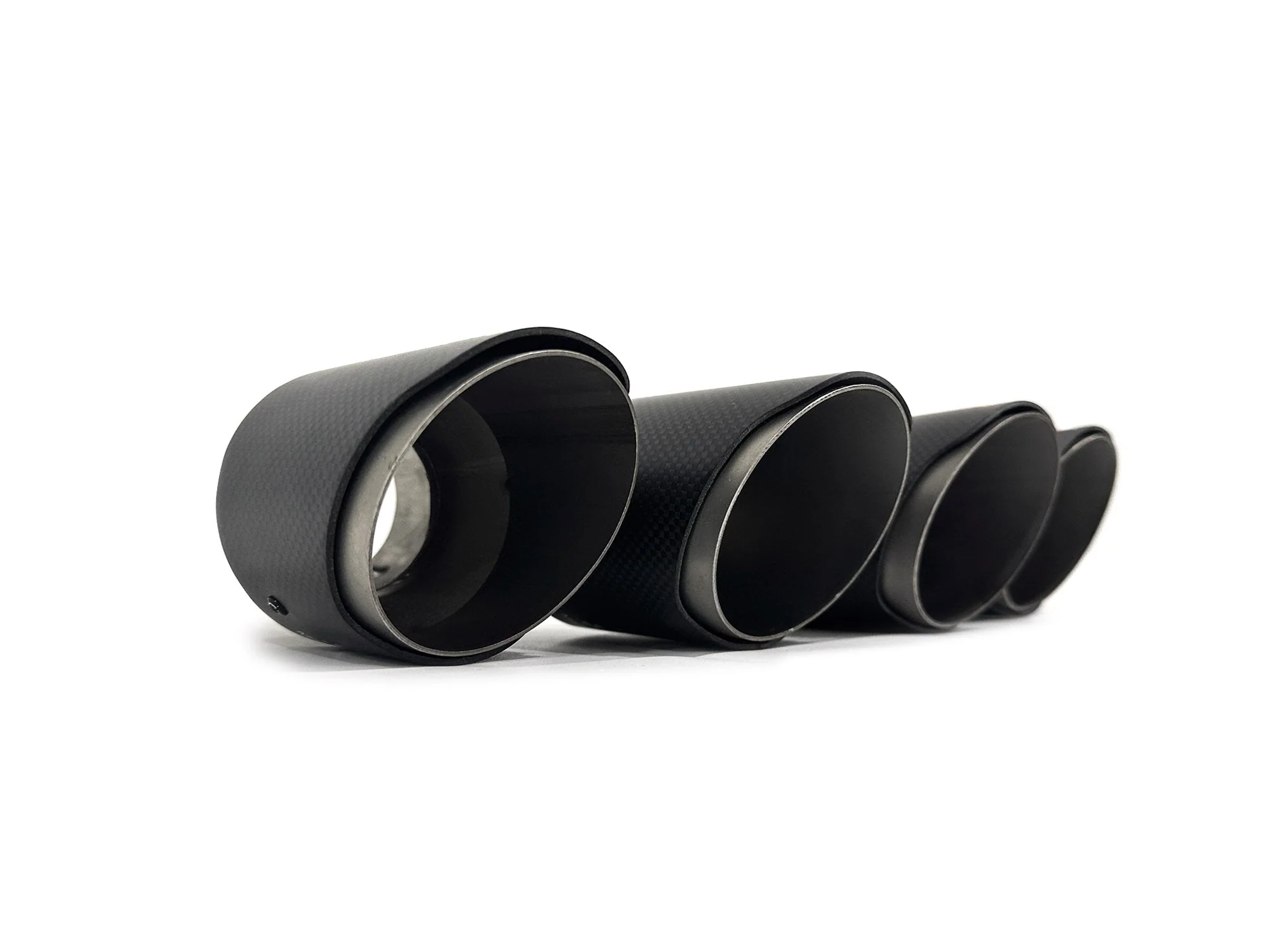Universal Oval AMG Matte Carbon Fiber Exhaust Tips Upgrade - Inlet 63mm - Image 4