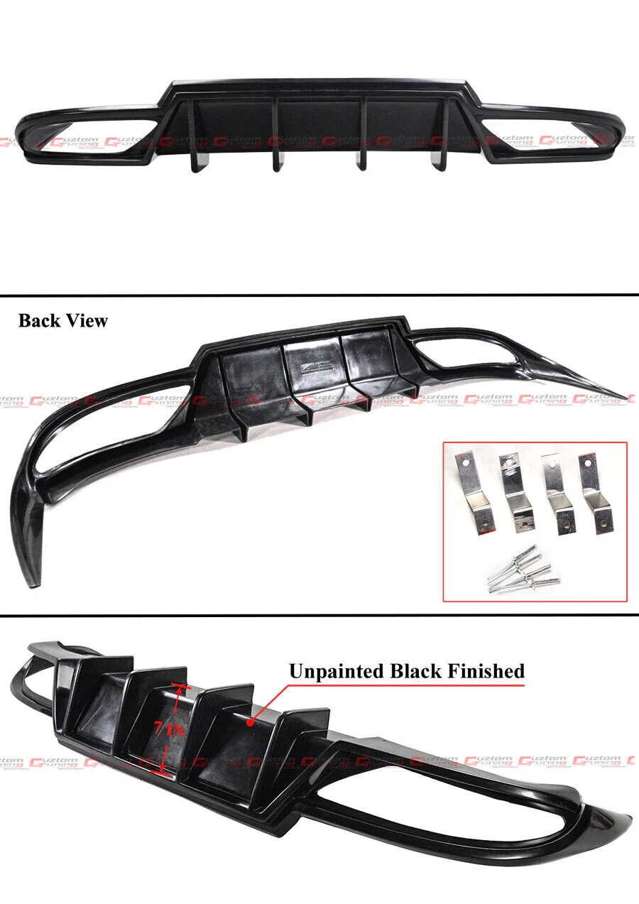 Unpainted Black For 2013-2020 Lexus GS300 GS350 F Sport WA Style Shark Fin Rear Bumper Diffuser - Image 2