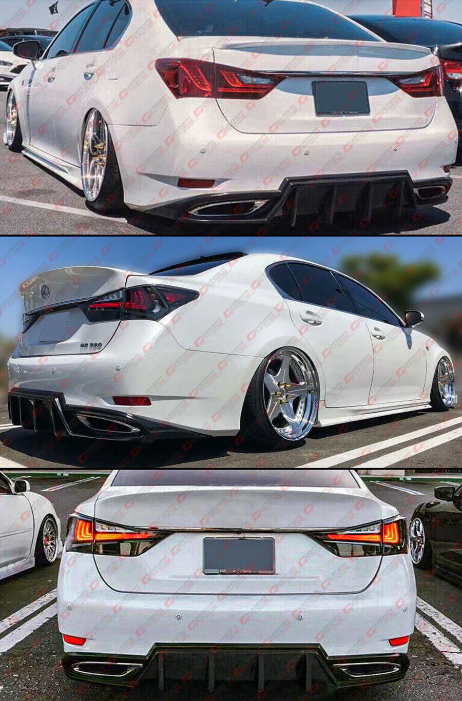 Unpainted Black For 2013-2020 Lexus GS300 GS350 F Sport WA Style Shark Fin Rear Bumper Diffuser - Image 4