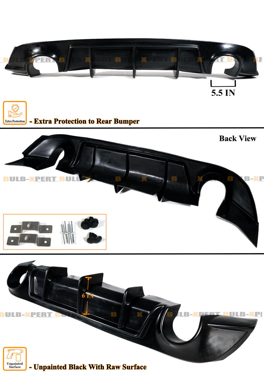 Unpainted Shark Fin Rear Bumper Diffuser For 2017-2022 Infiniti Q60 - Image 2
