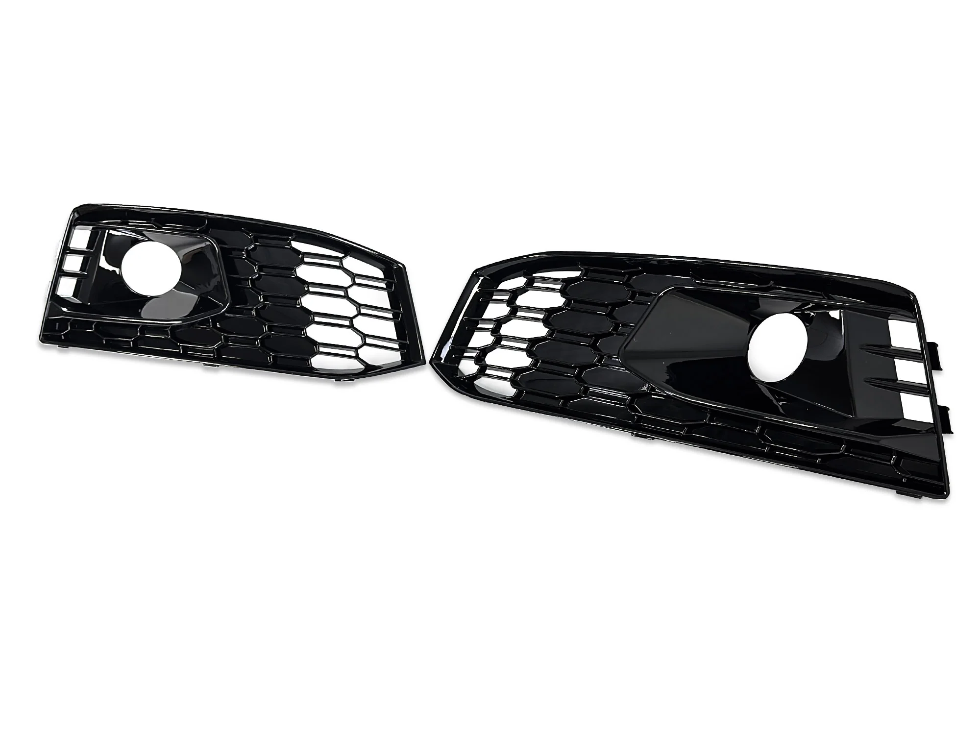 For 2017-2019 Audi A4 B9 S-line S4 Black Front Bumper Fog Light Grille Cover w/ ACC Caps - Image 5