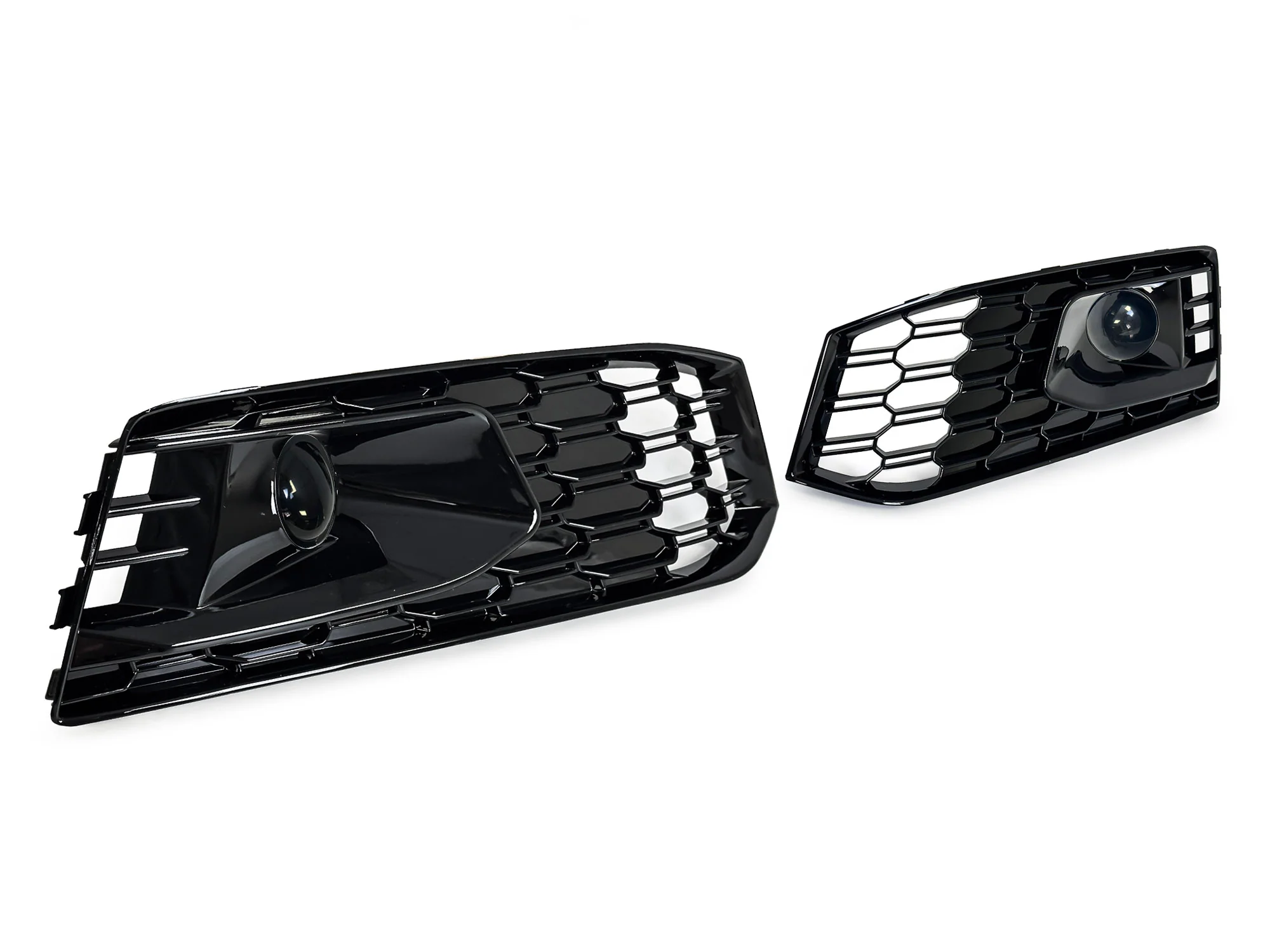 For 2017-2019 Audi A4 B9 S-line S4 Black Front Bumper Fog Light Grille Cover w/ ACC Caps - Image 6