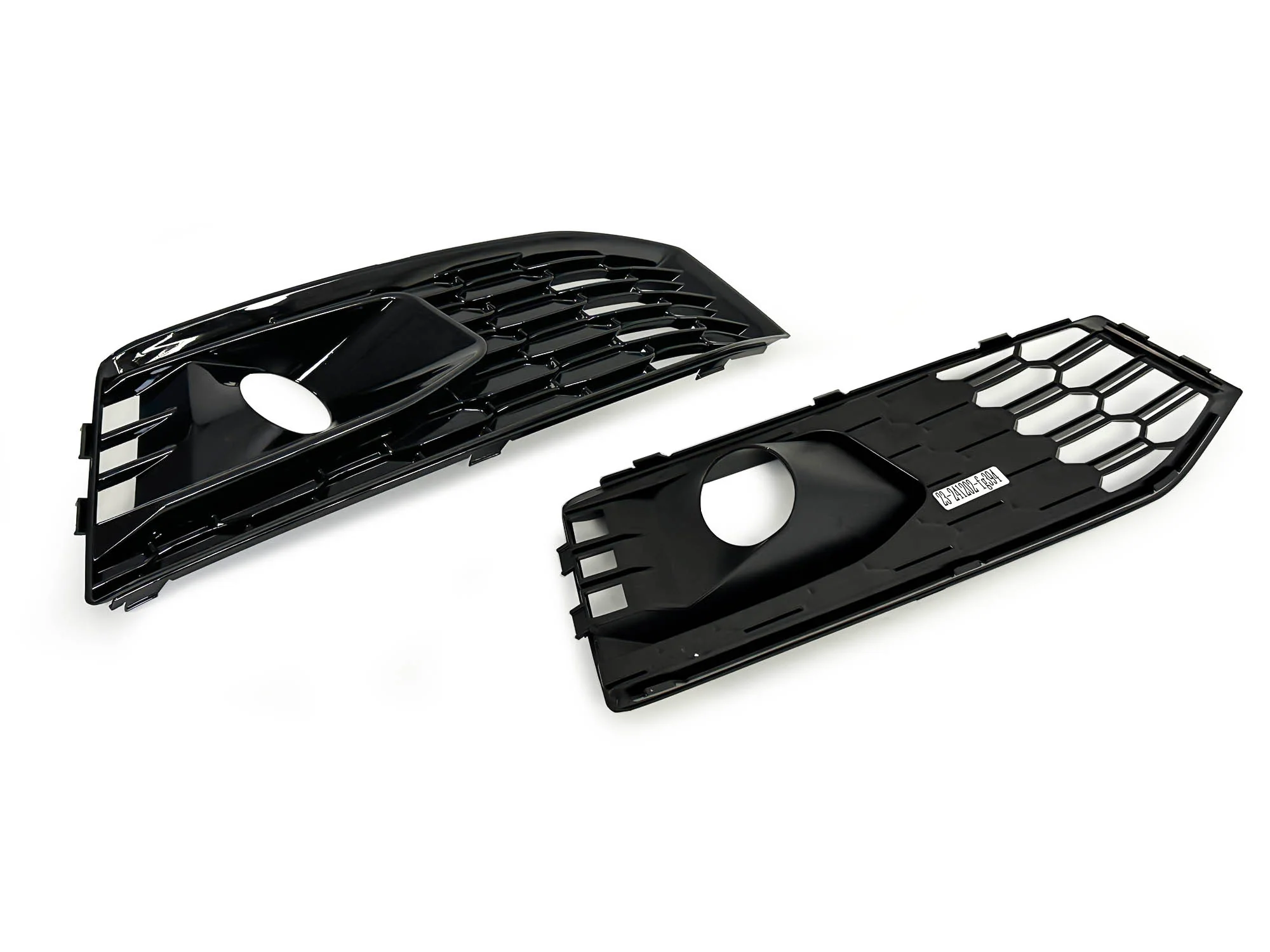 For 2017-2019 Audi A4 B9 S-line S4 Black Front Bumper Fog Light Grille Cover w/ ACC Caps - Image 7