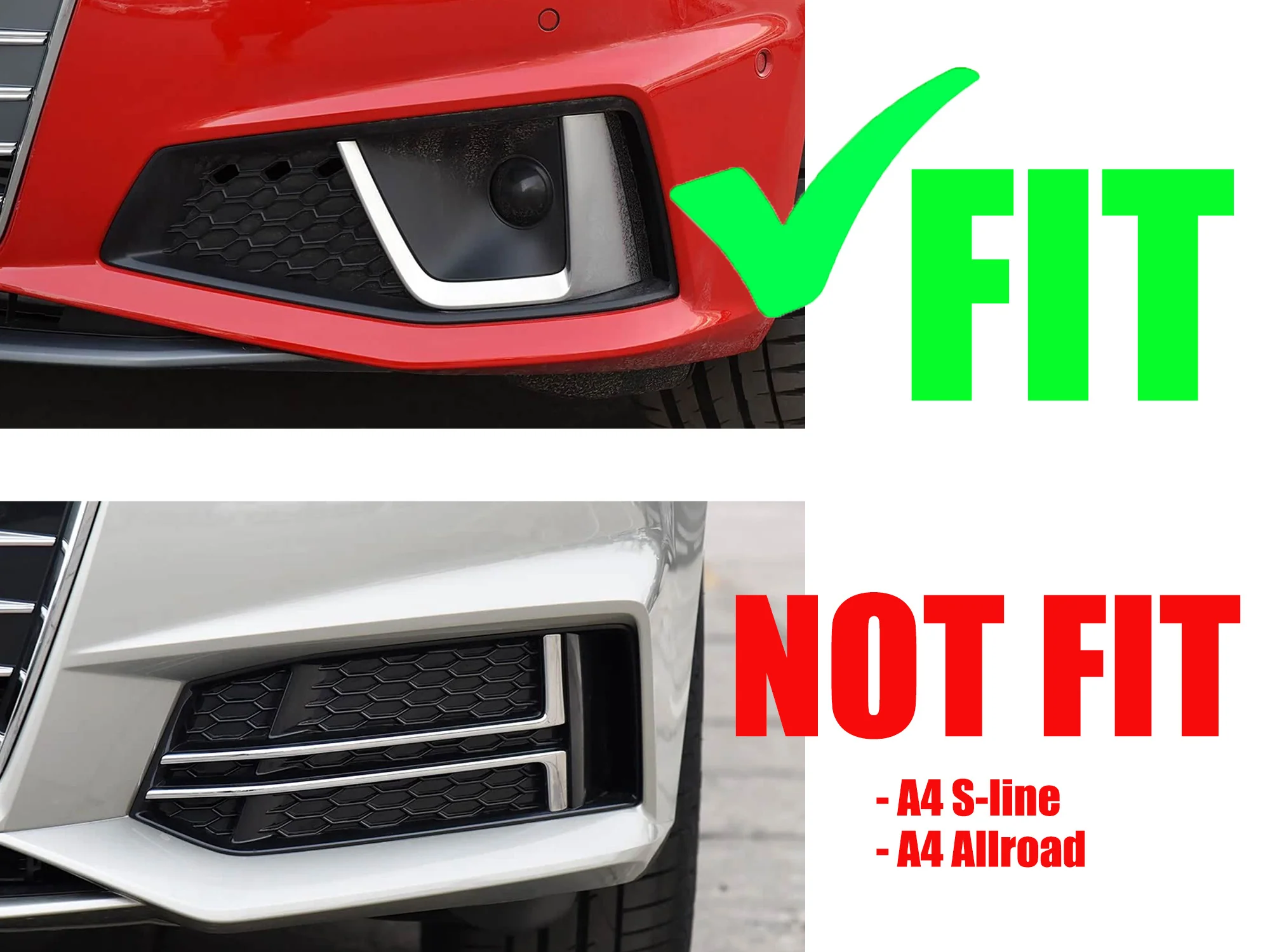 Gloss Black Fog Light Cover Grille Covers for Audi A4 S4 B9 2020-2023 2024 - Image 3